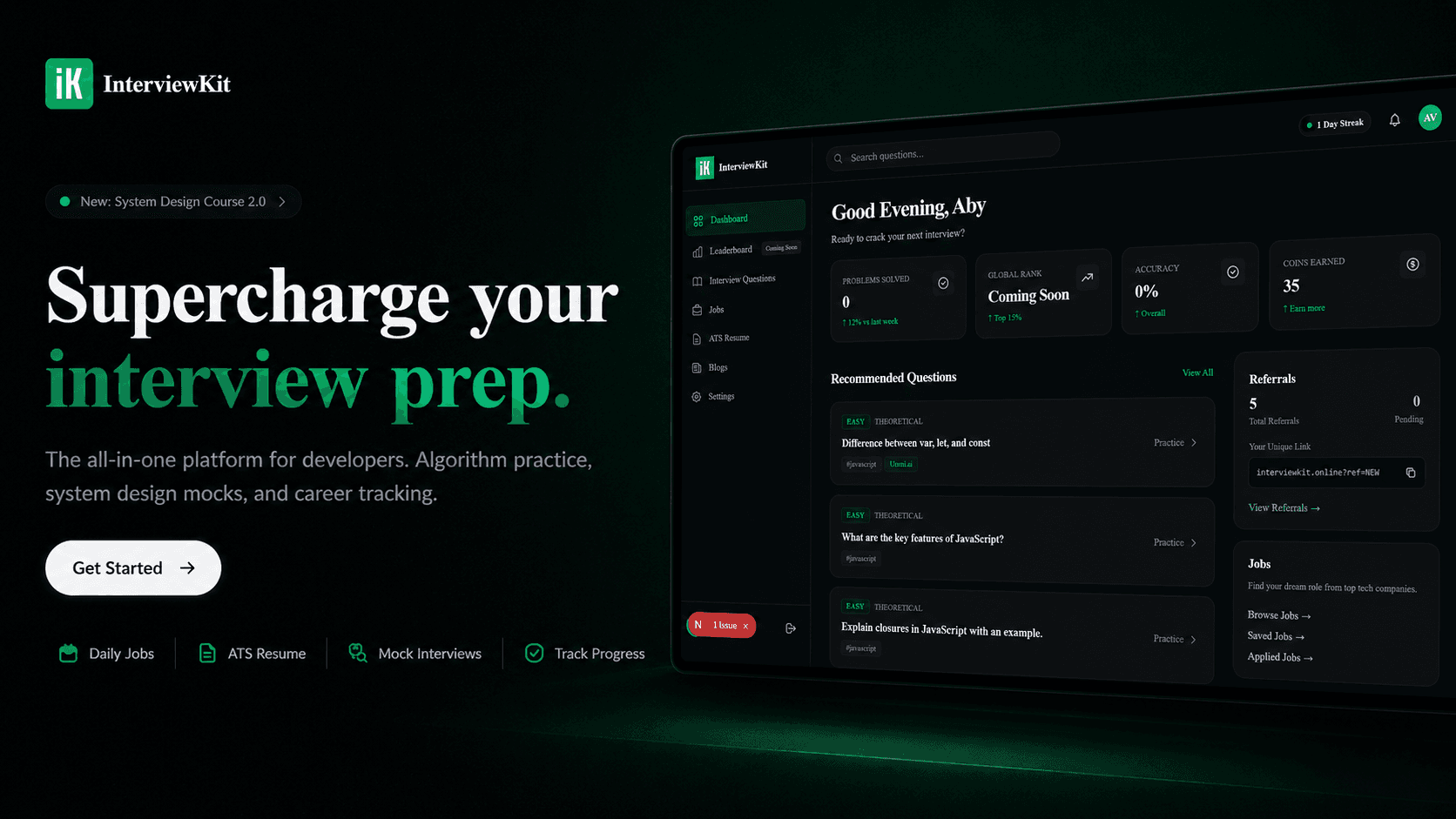 InterviewKit product preview for startup listing on Aura++