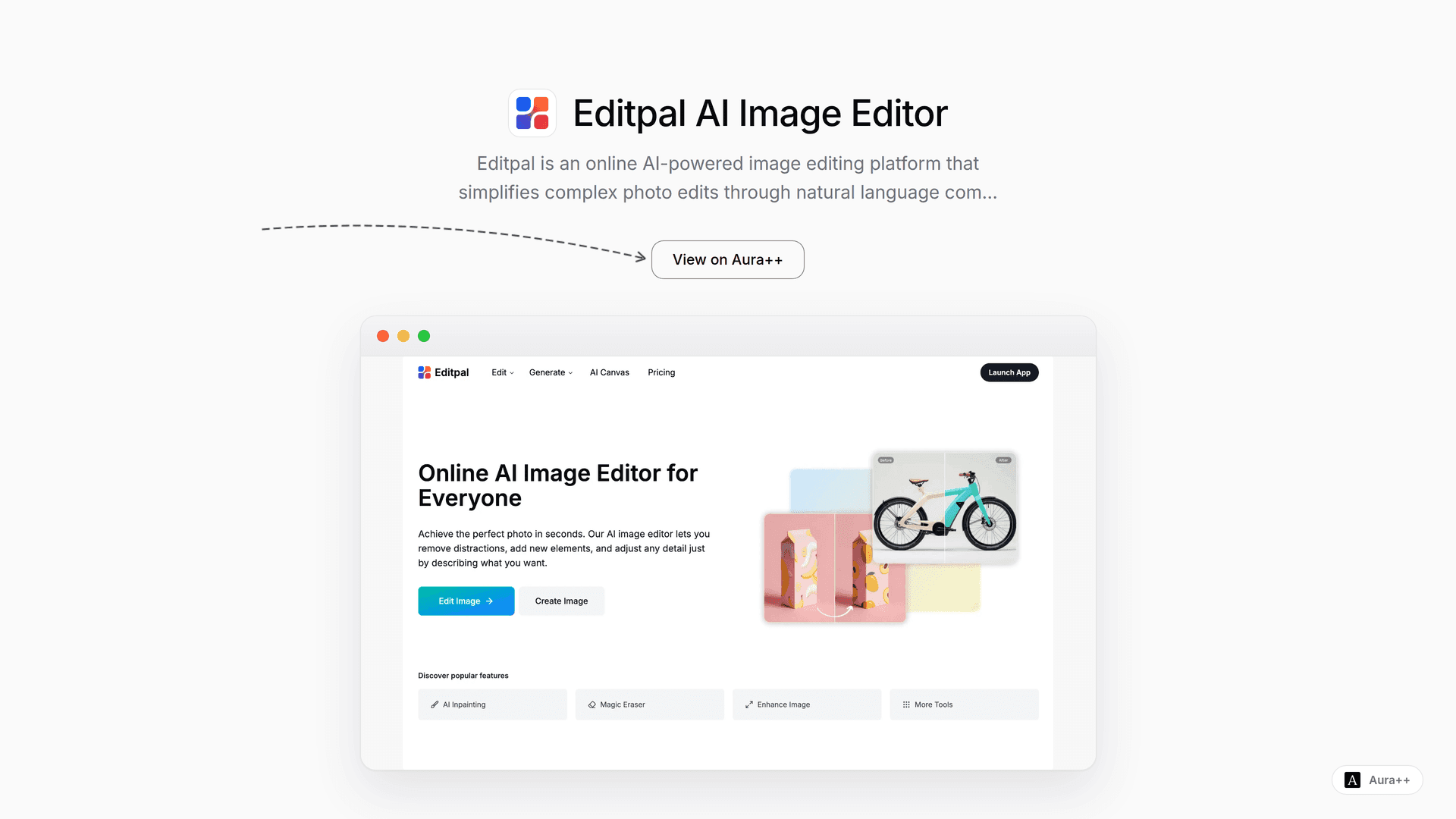 Editpal AI Image Editor launch story featured image on Aura++