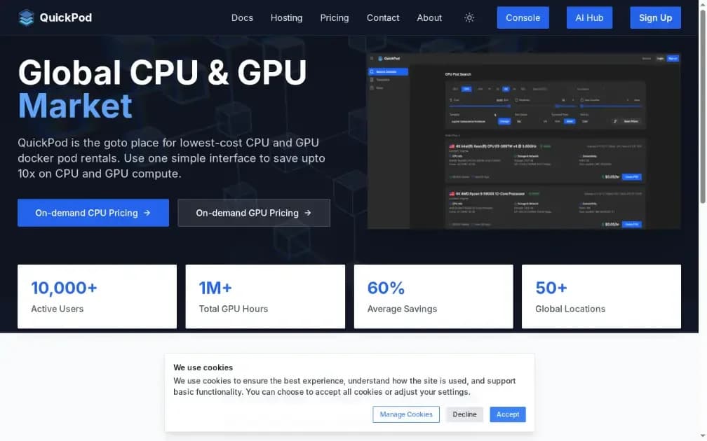 QuickPod product preview for startup listing on Aura++