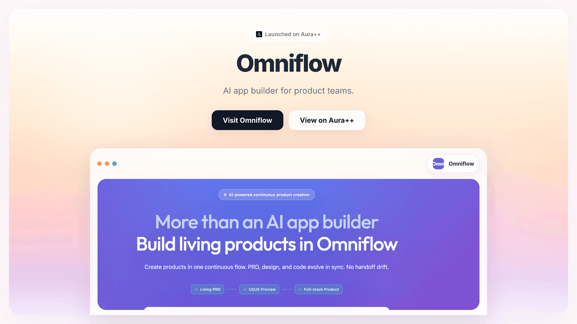 Omniflow launch story featured image on Aura++