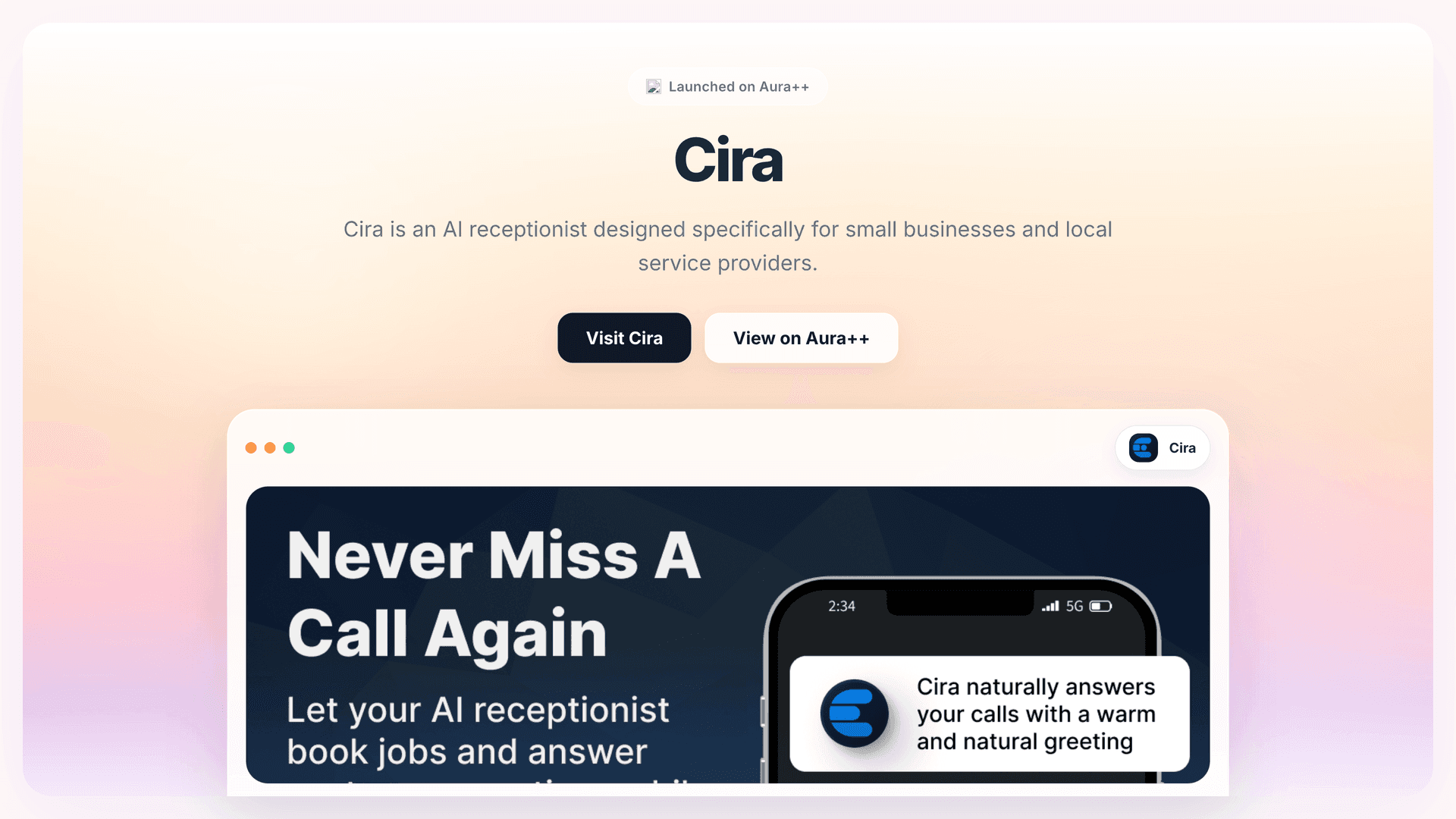 Cira launch story featured image on Aura++
