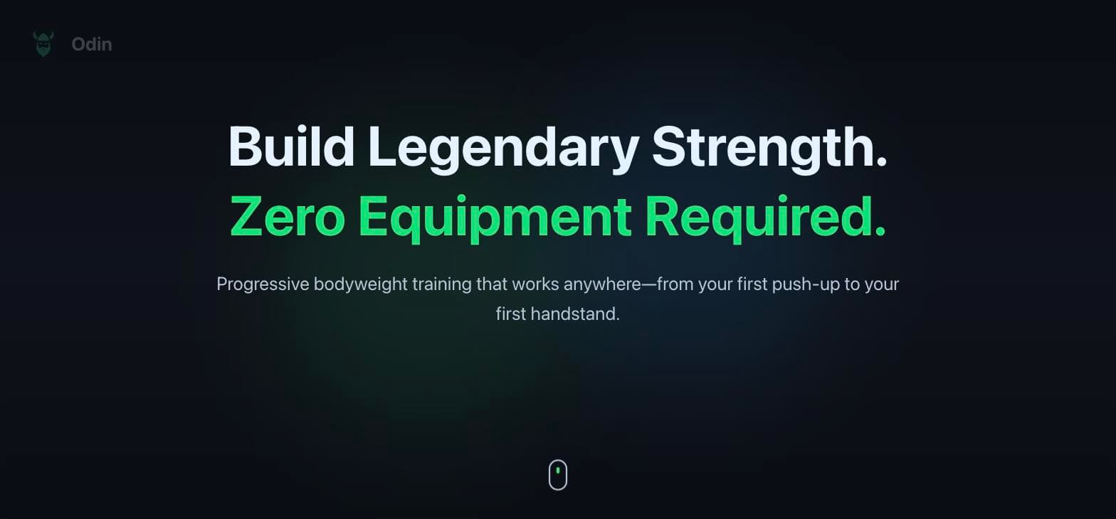 Odin Fitness product preview for startup listing on Aura++
