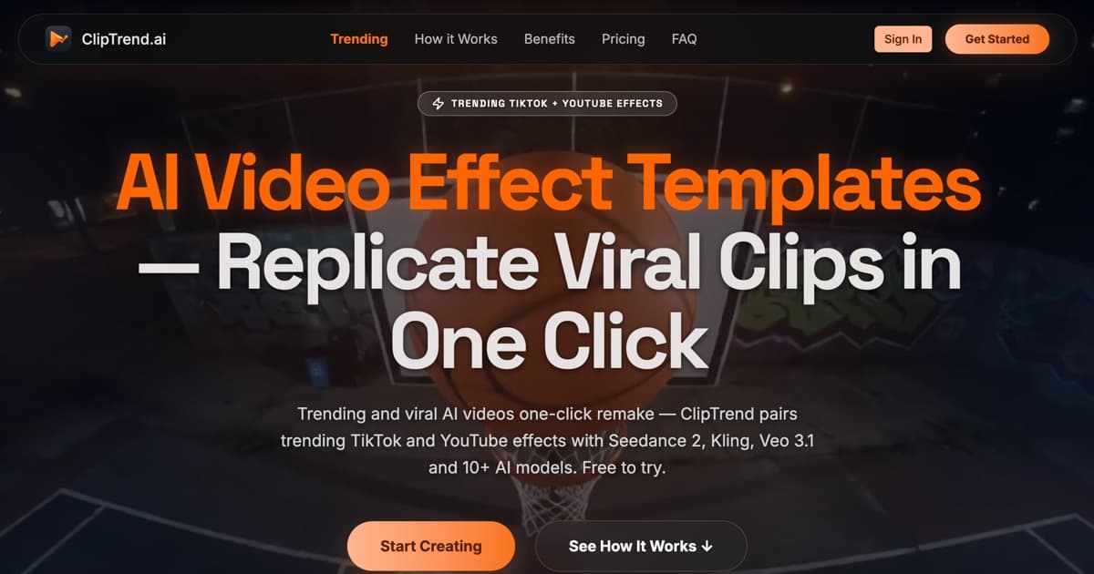 ClipTrend.ai product preview for startup listing on Aura++
