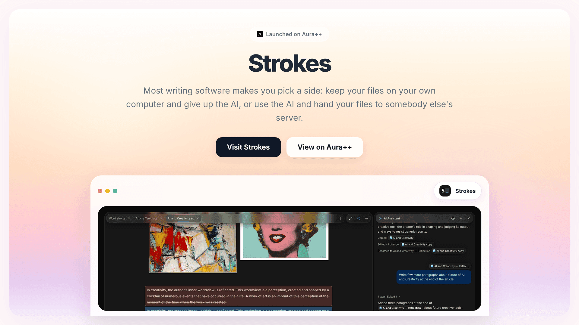 Balancing AI and Privacy in Writing with Strokes Software