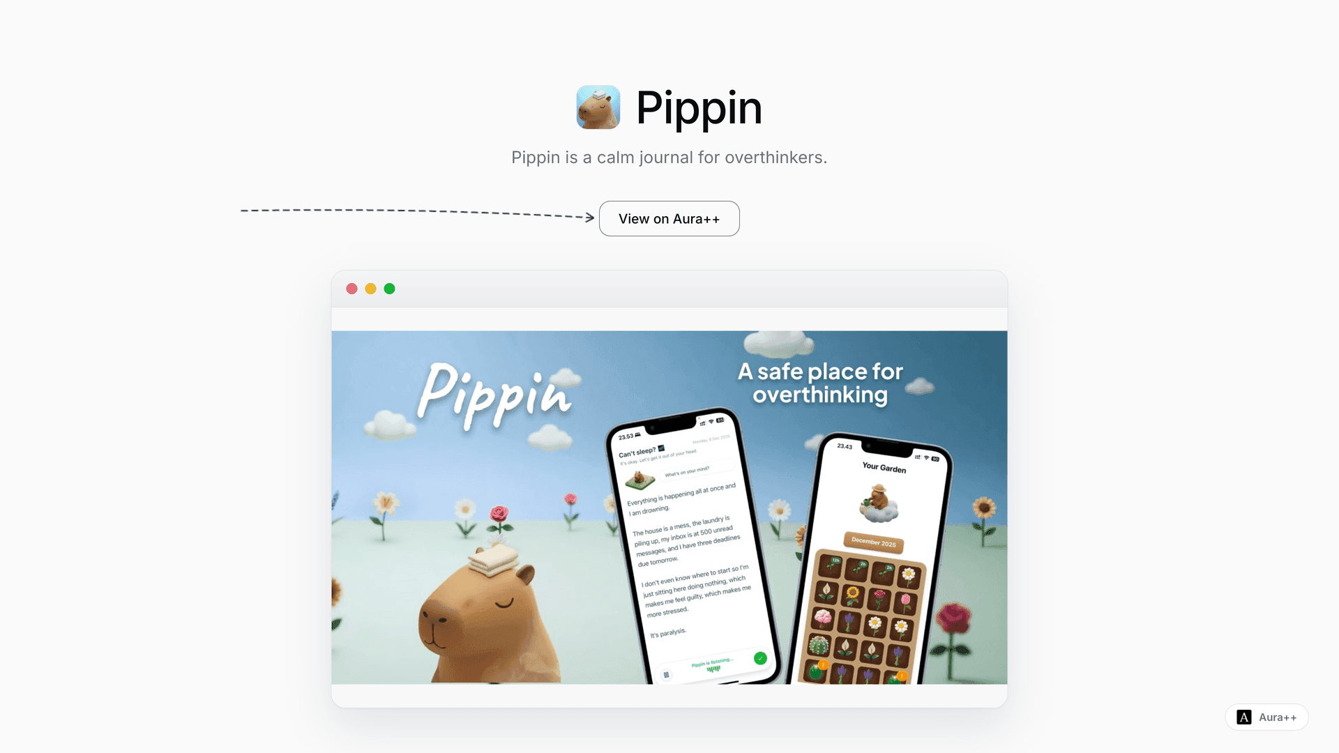 Pippin - Overthinking Journal launch story featured image on Aura++