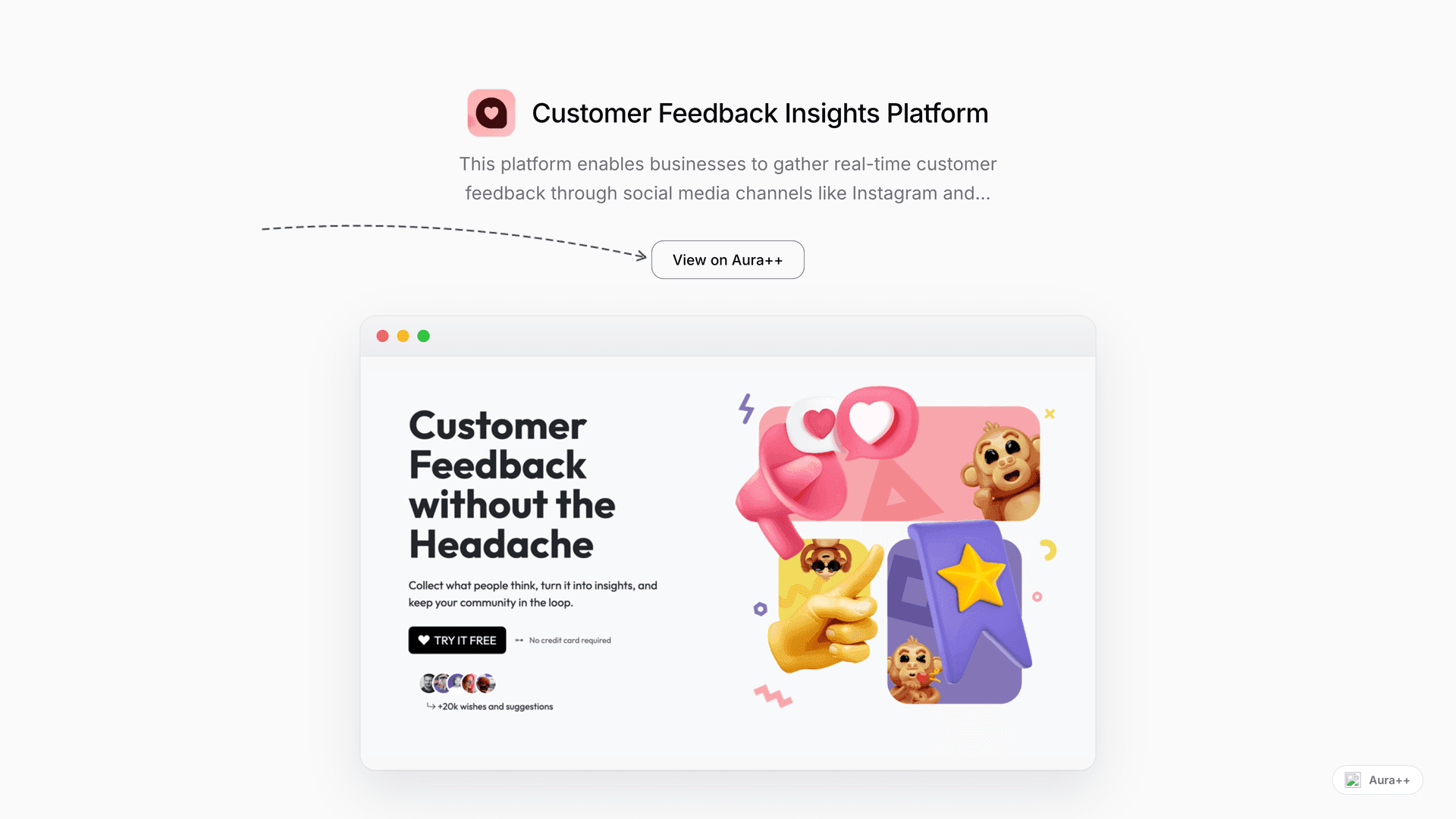Customer Feedback Insights Platform launch story featured image on Aura++