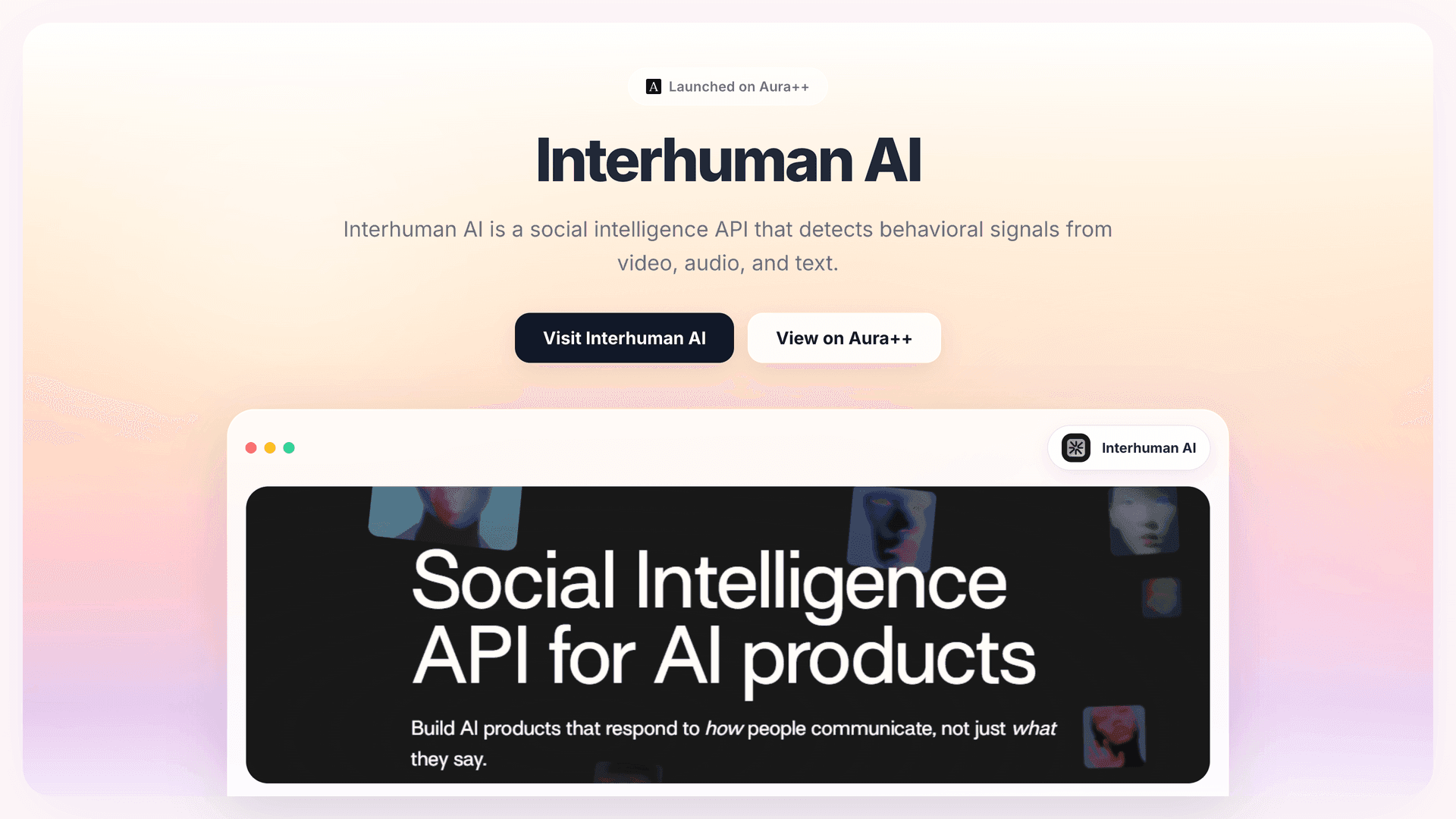 Interhuman AI launch story featured image on Aura++