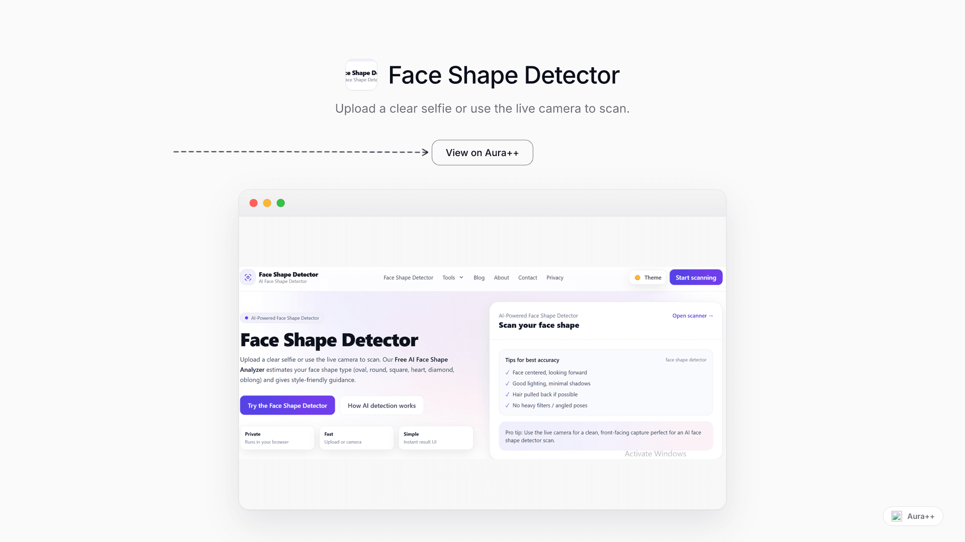 Face Shape Detector launch story featured image on Aura++