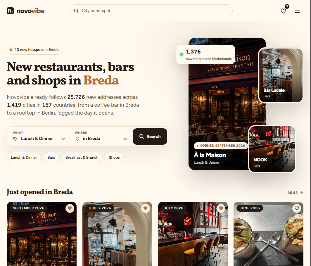 Novovibe product preview for startup listing on Aura++