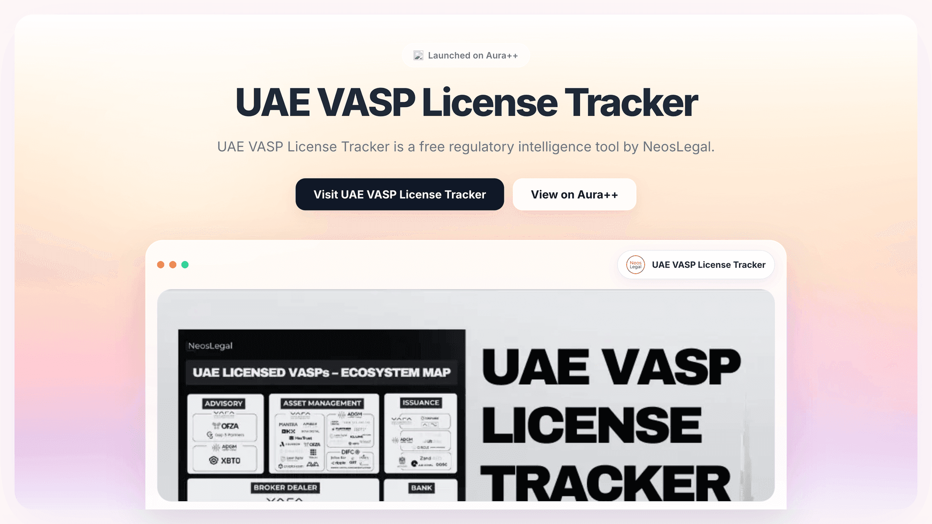 UAE VASP License Tracker launch story featured image on Aura++