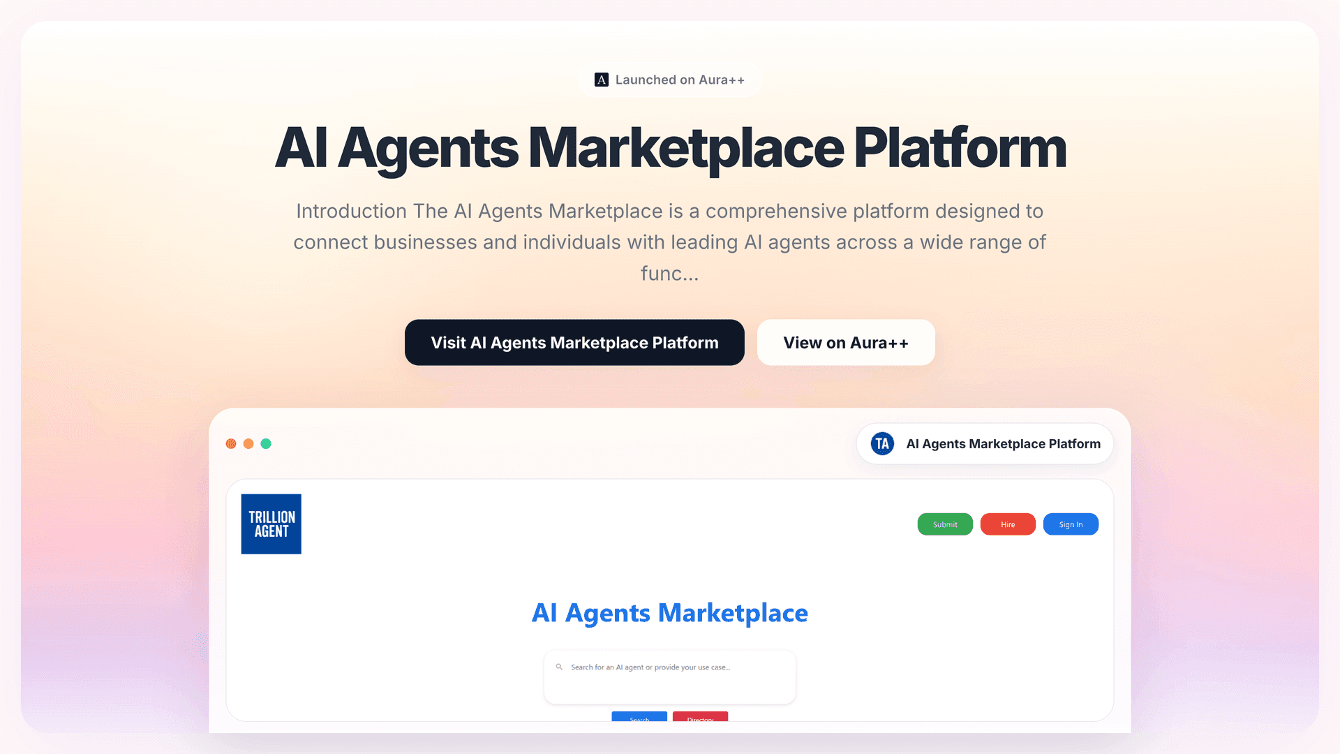 AI Agents Marketplace Platform launch story featured image on Aura++