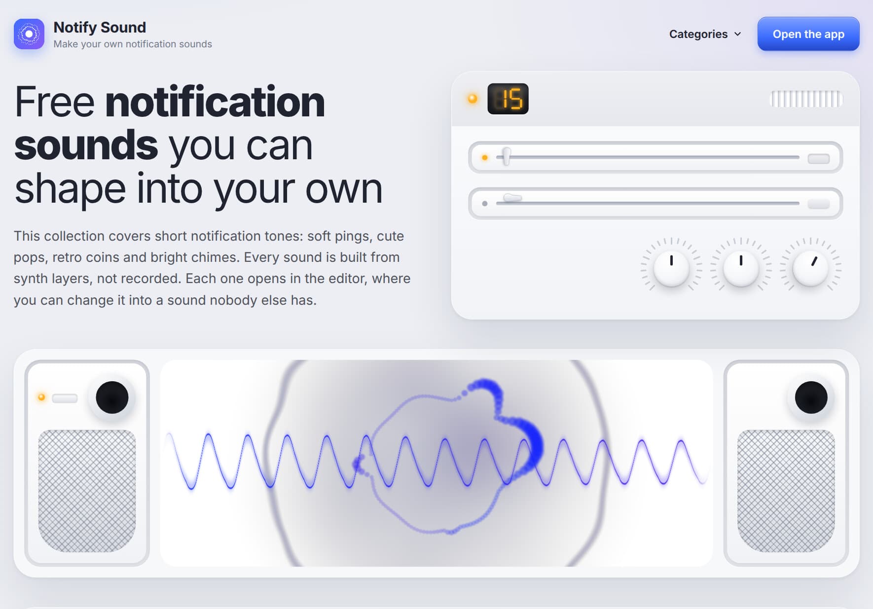 Notify Sound product preview for startup listing on Aura++