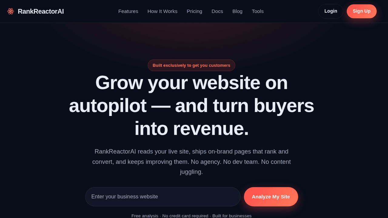 RankReactorAI product preview for startup listing on Aura++