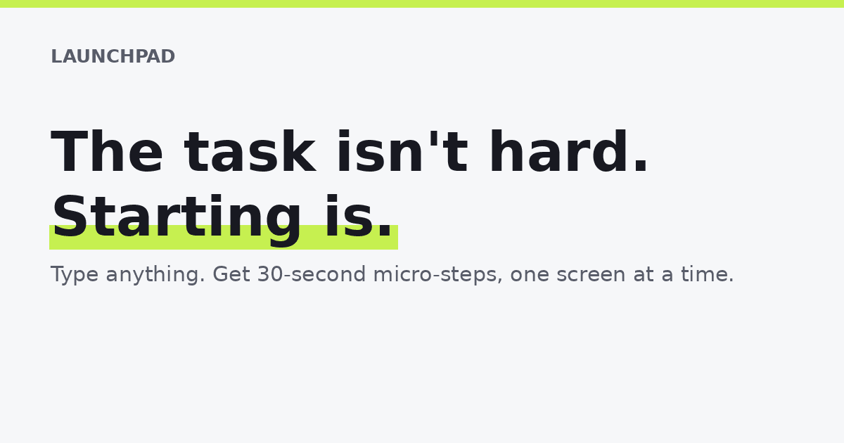 LaunchPad: Micro-steps for Task Paralysis product preview for startup listing on Aura++