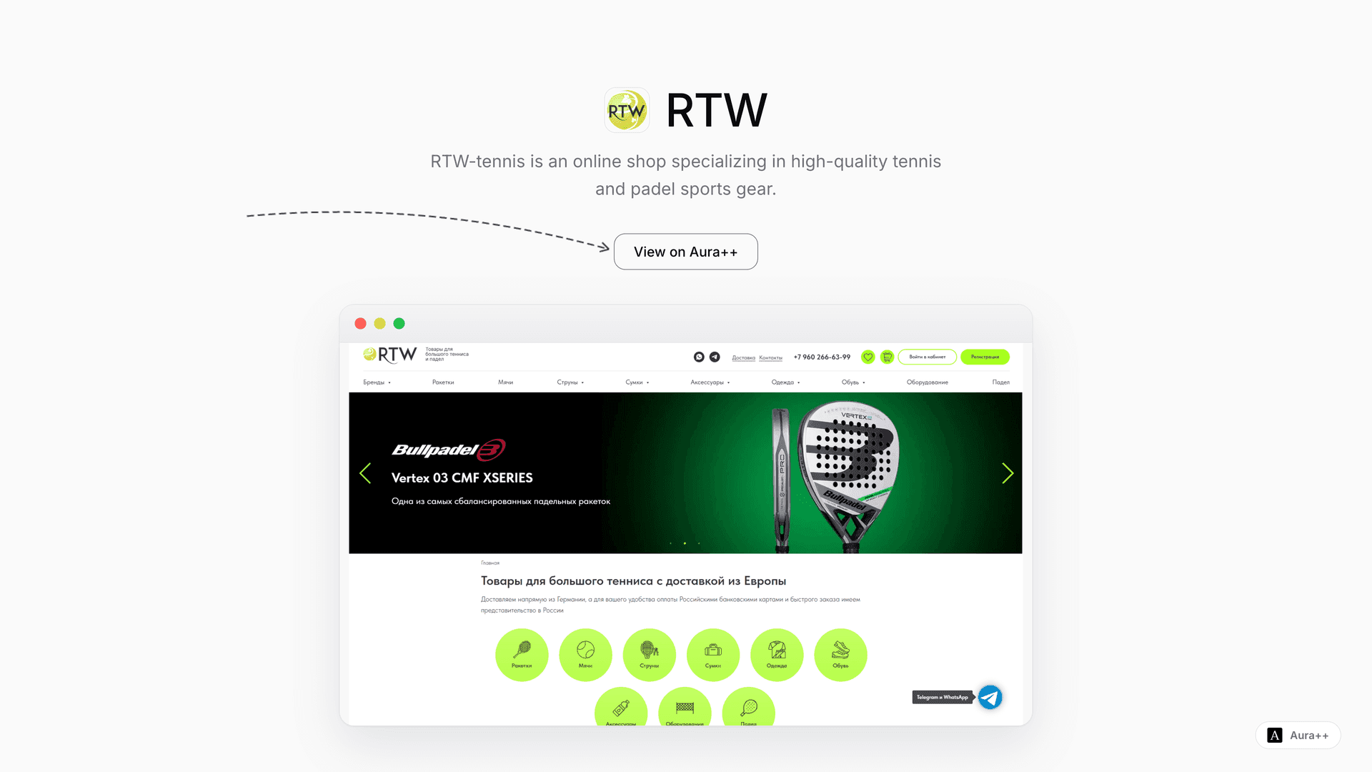RTW-tennis Sports Equipment Store launch story featured image on Aura++