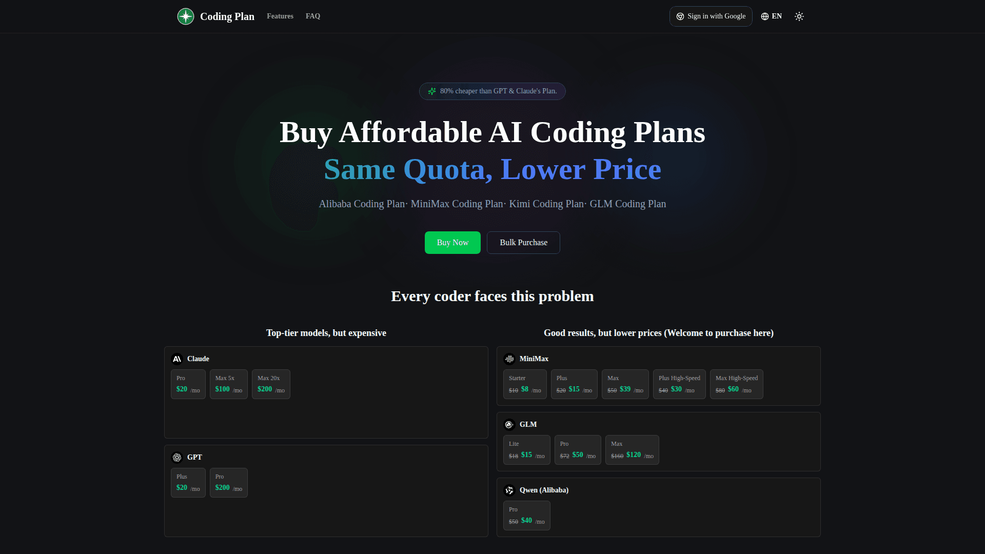 Affordable AI Coding Plans Platform