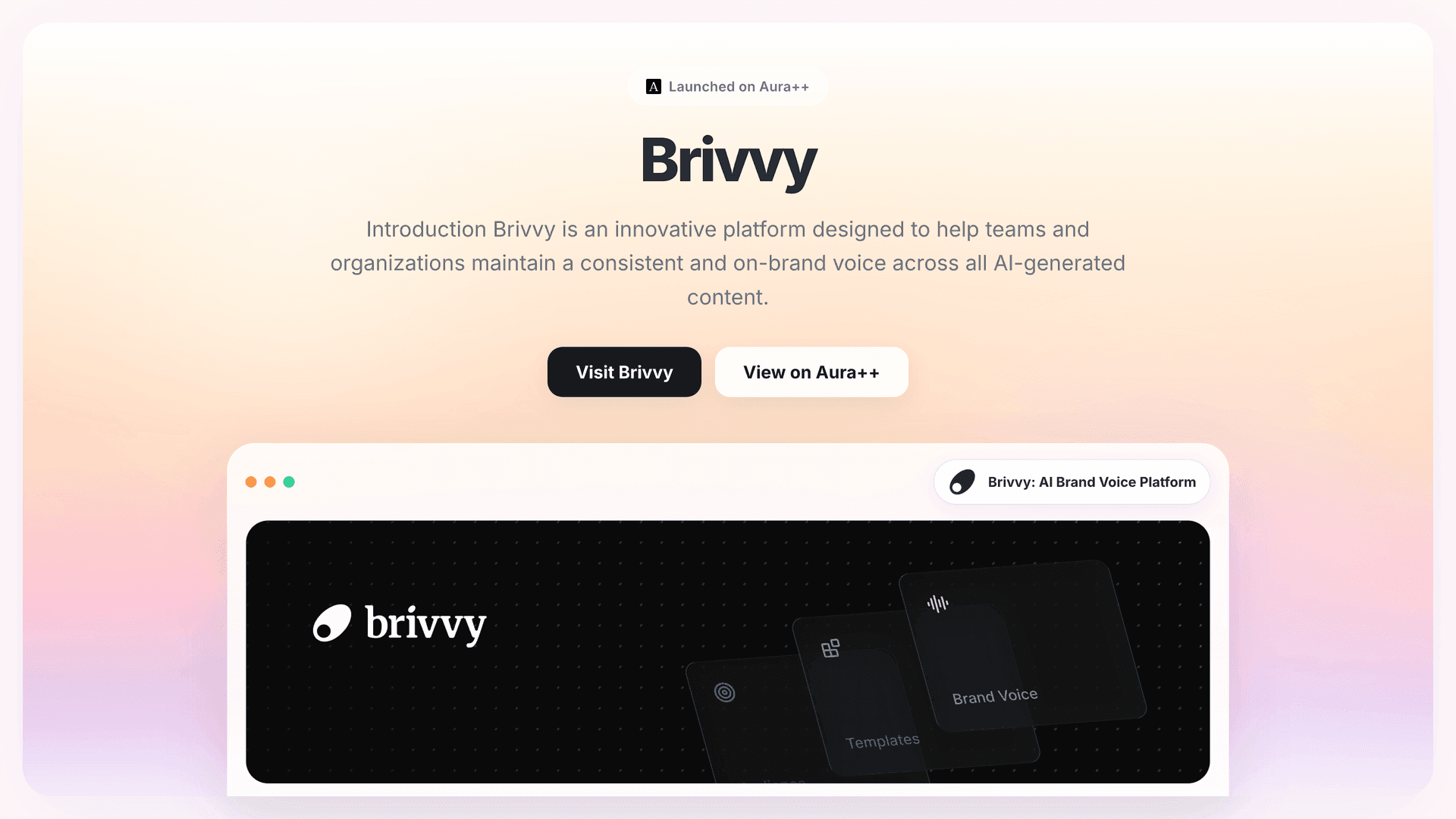 Brivvy: AI Brand Voice Platform launch story featured image on Aura++