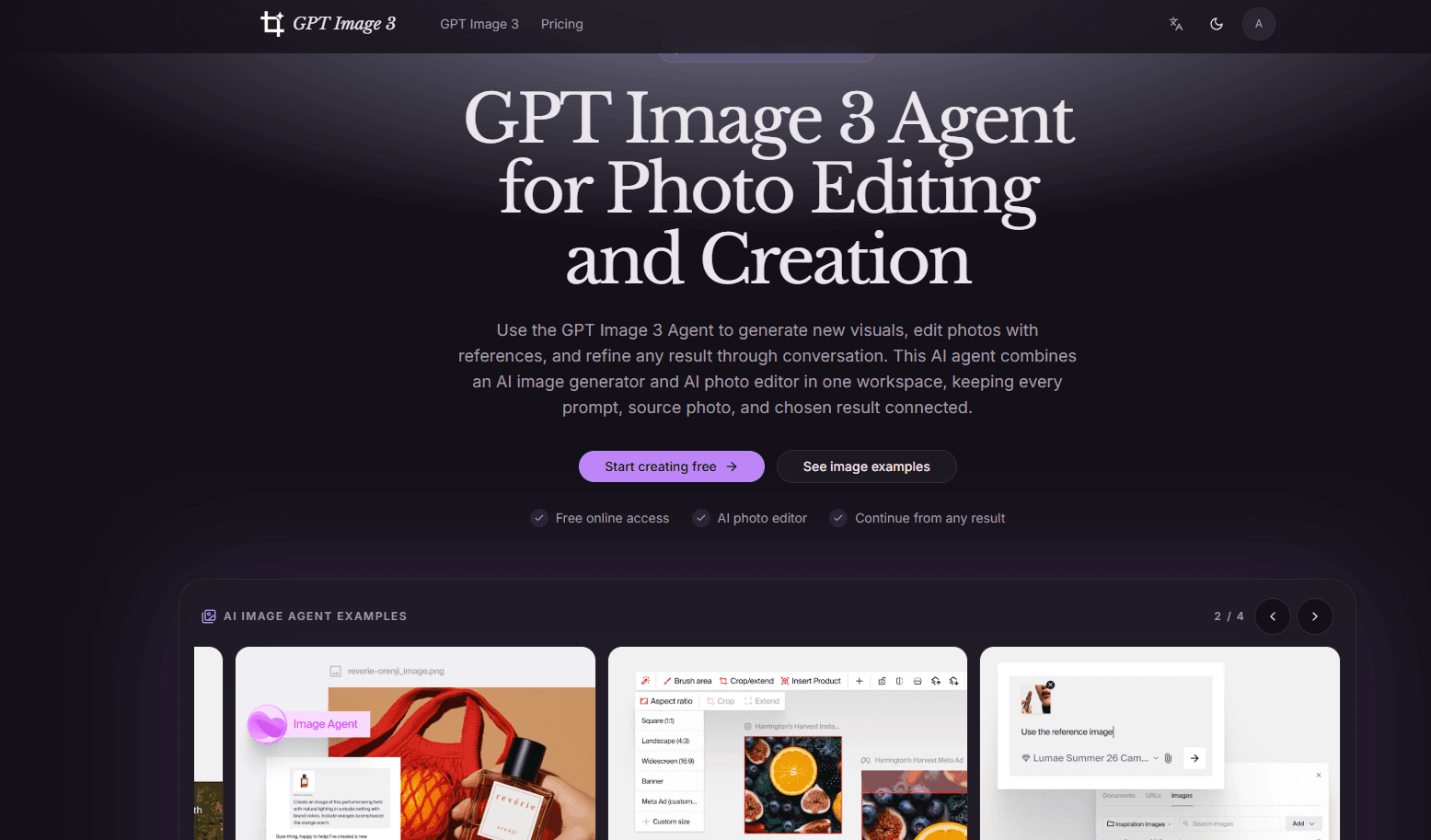 GPT Image 3 AI Photo Editor product preview for startup listing on Aura++