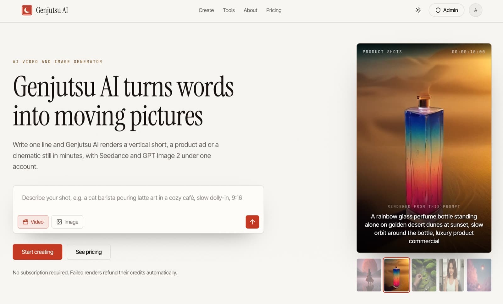 Genjutsu AI product preview for startup listing on Aura++