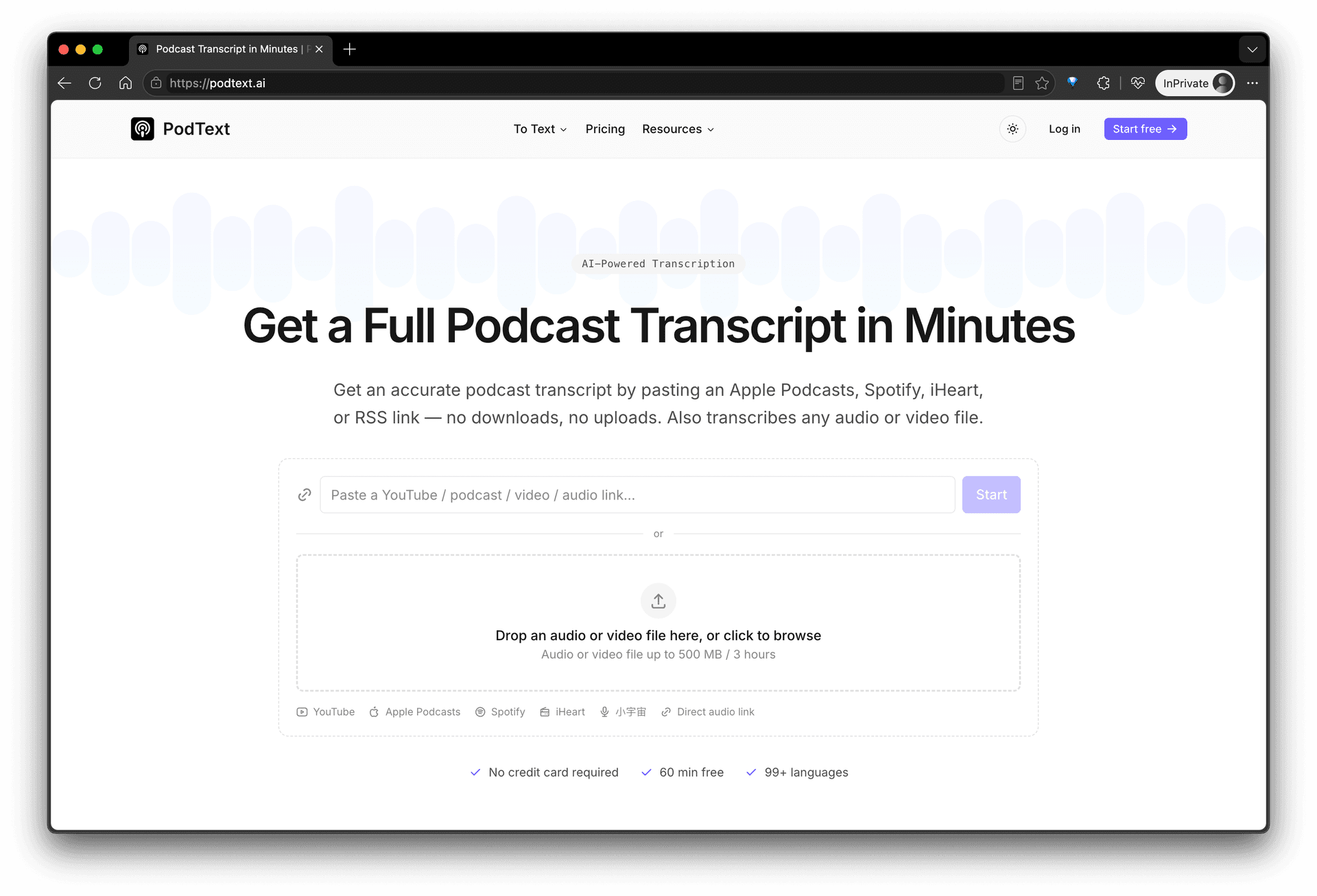 PodText product preview for startup listing on Aura++