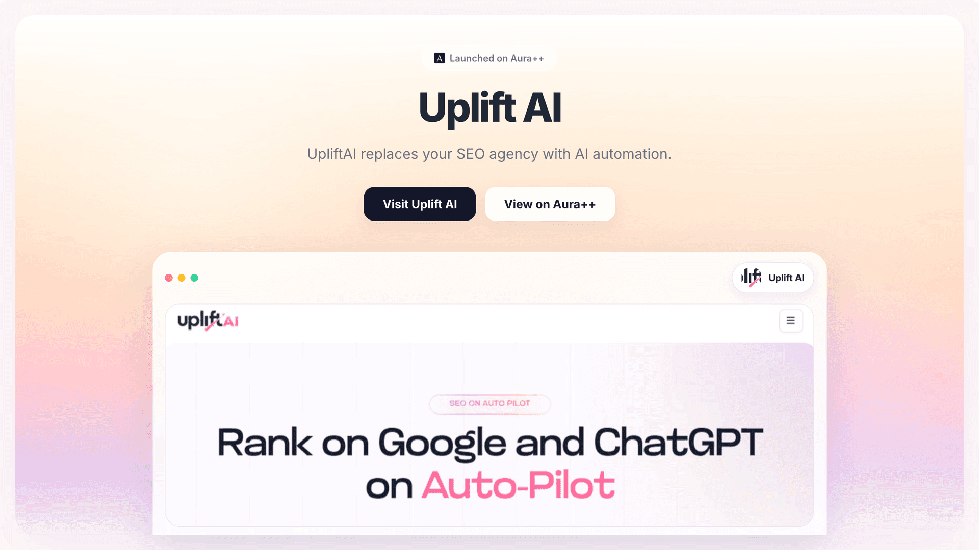 Uplift AI  launch story featured image on Aura++
