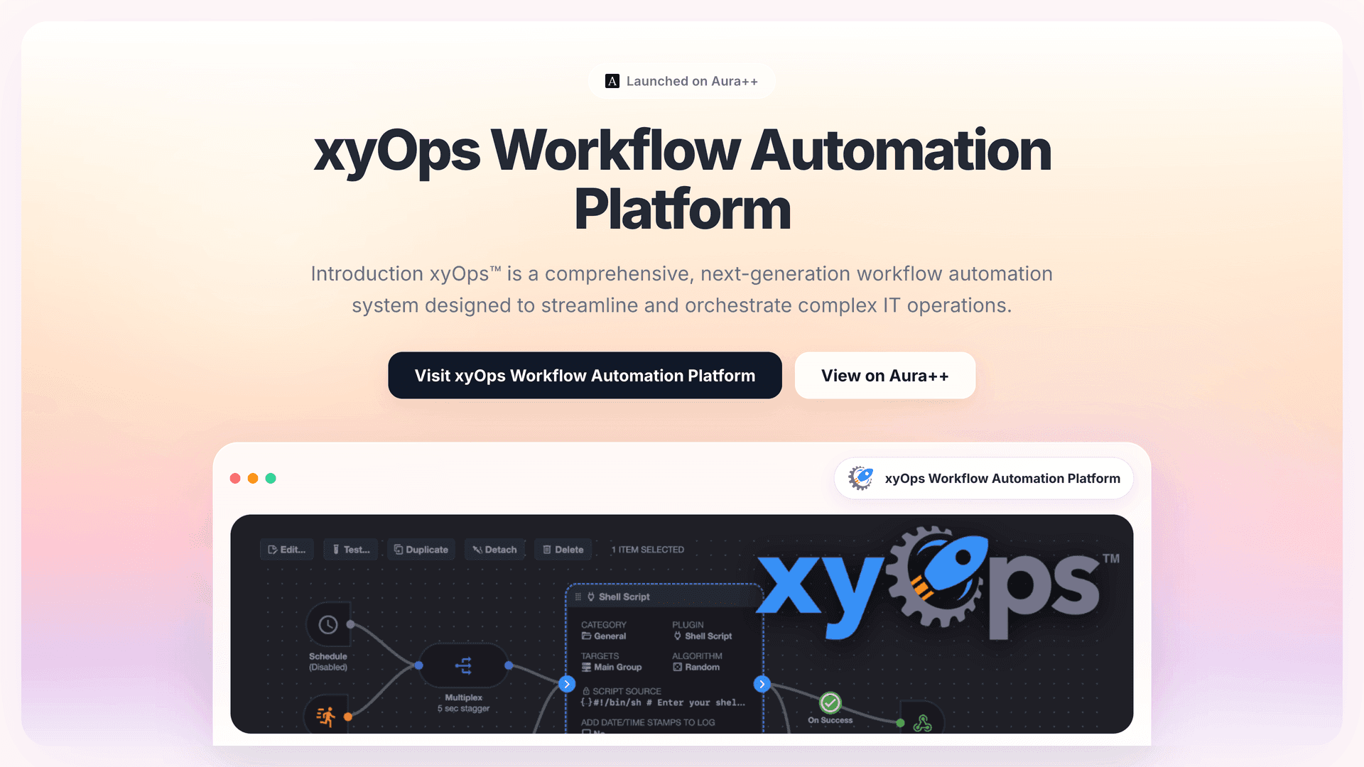 xyOps Workflow Automation Platform launch story featured image on Aura++