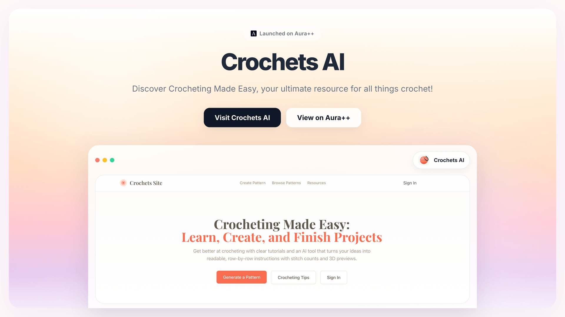 Crochets AI launch story featured image on Aura++