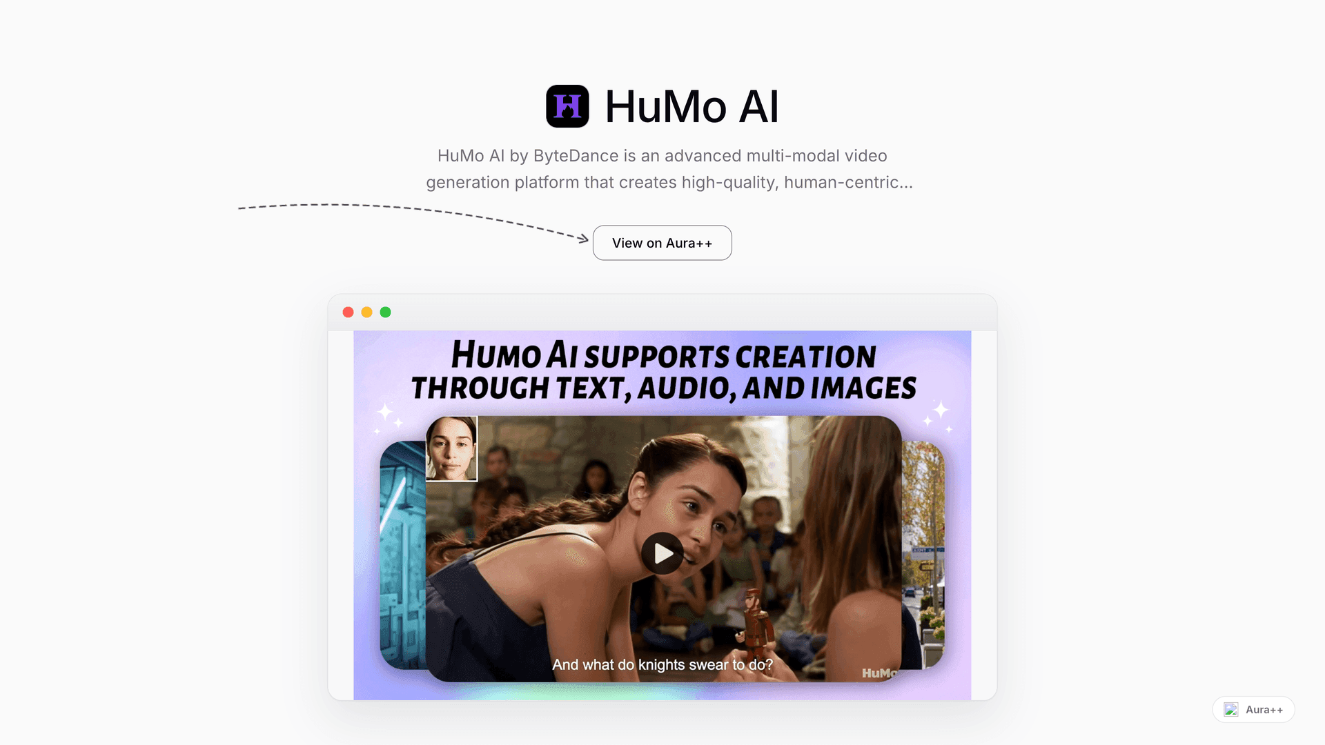HuMo AI - Multi-Modal Video Generation launch story featured image on Aura++