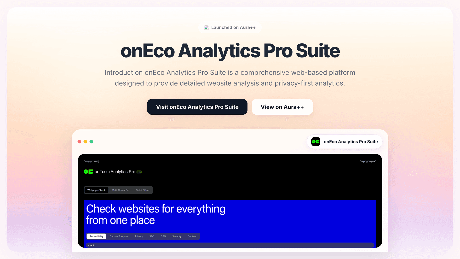 onEco Analytics Pro Suite launch featured image on Aura++