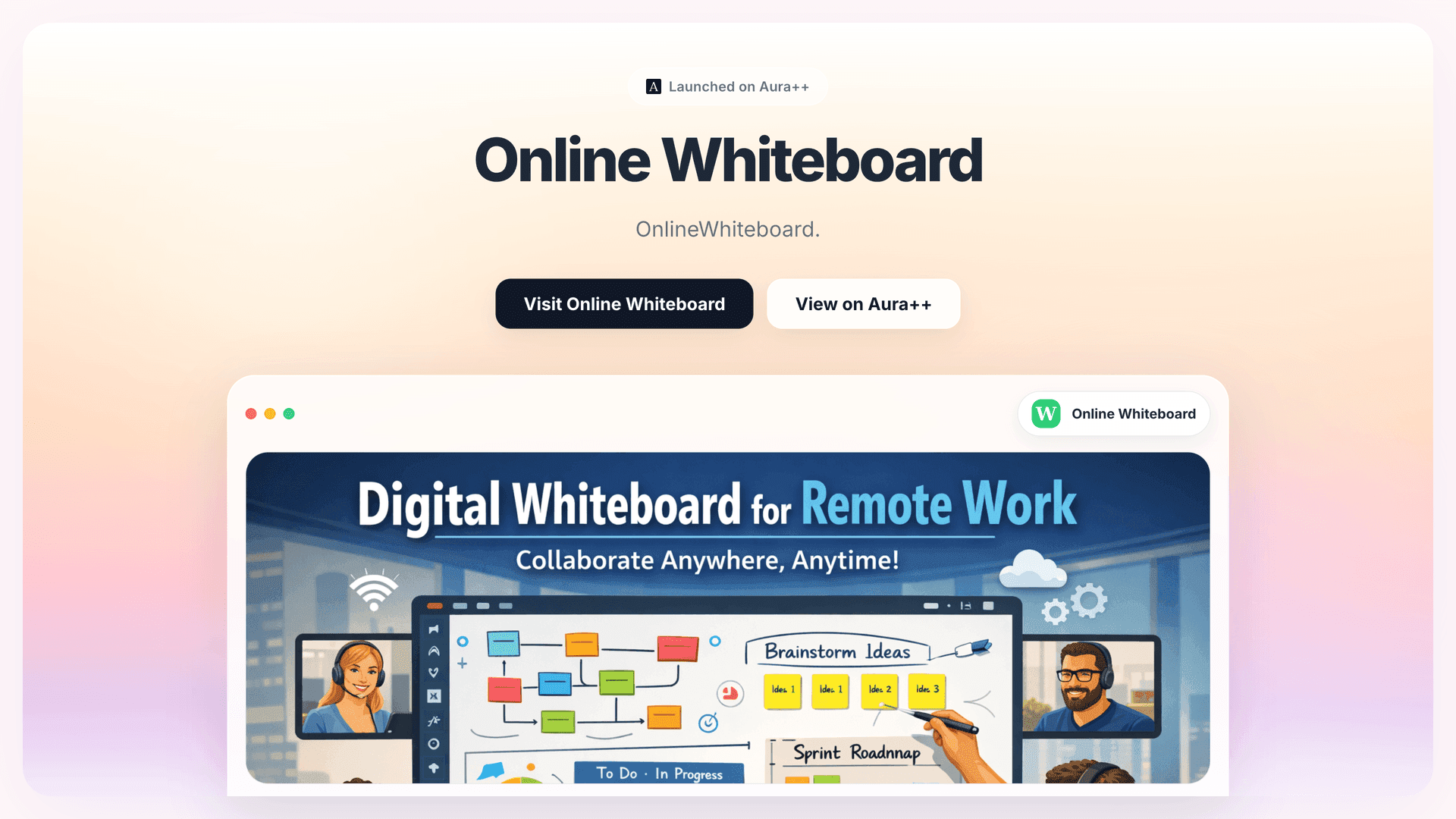 Online Whiteboard launch story featured image on Aura++