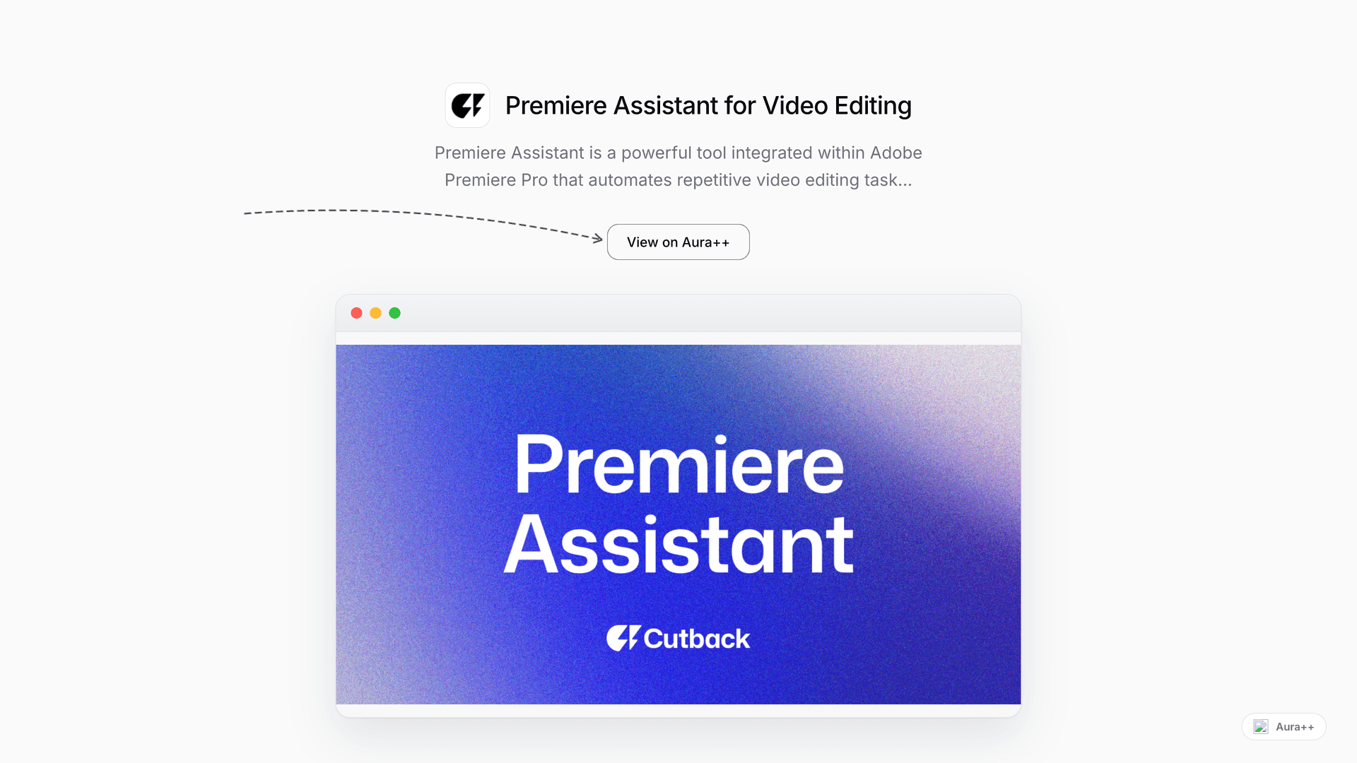 Premiere Assistant for Video Editing launch story featured image on Aura++