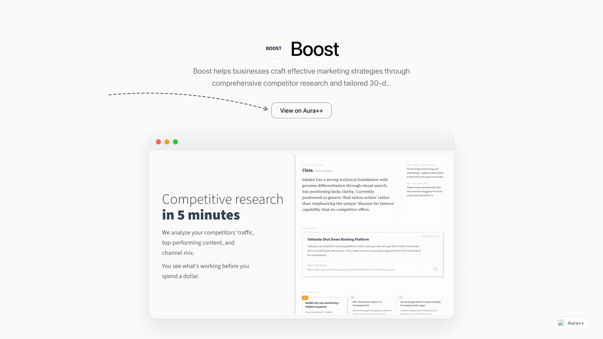 Boost: Market Research & Strategy launch featured image on Aura++