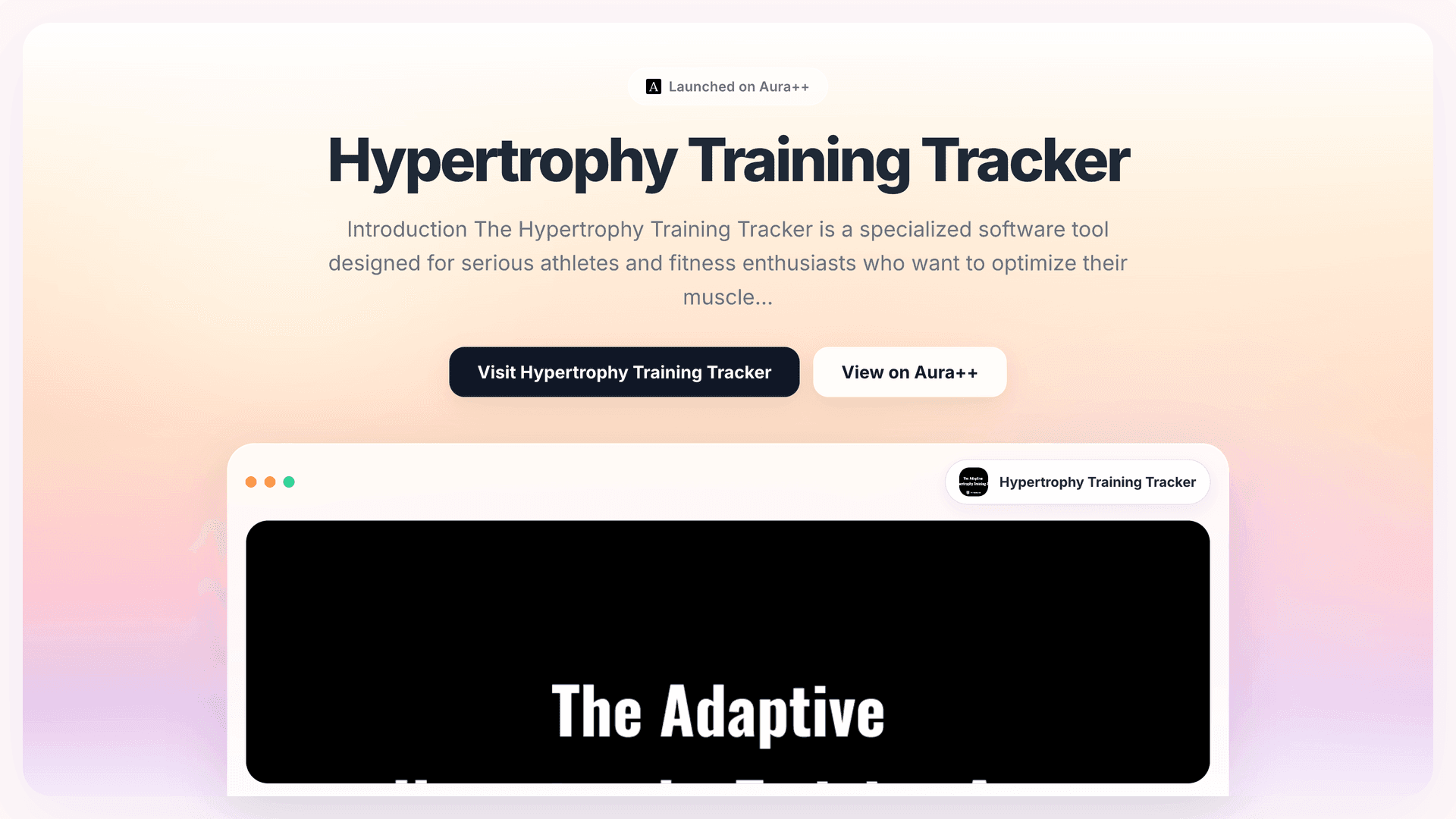 Hypertrophy Training Tracker launch story featured image on Aura++