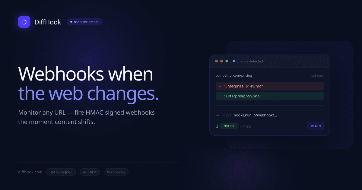 DiffHook Web Change Monitoring - Product Image
