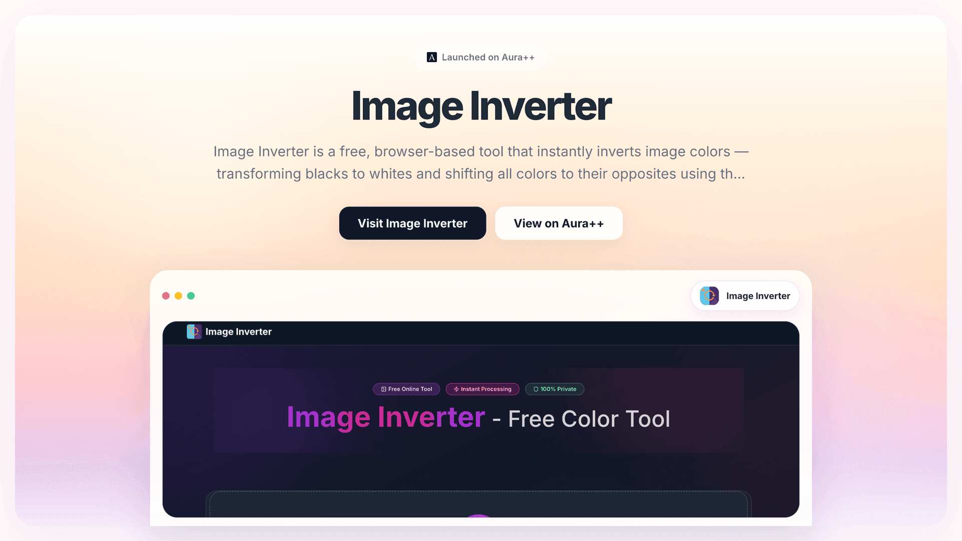 Image Inverter launch story featured image on Aura++