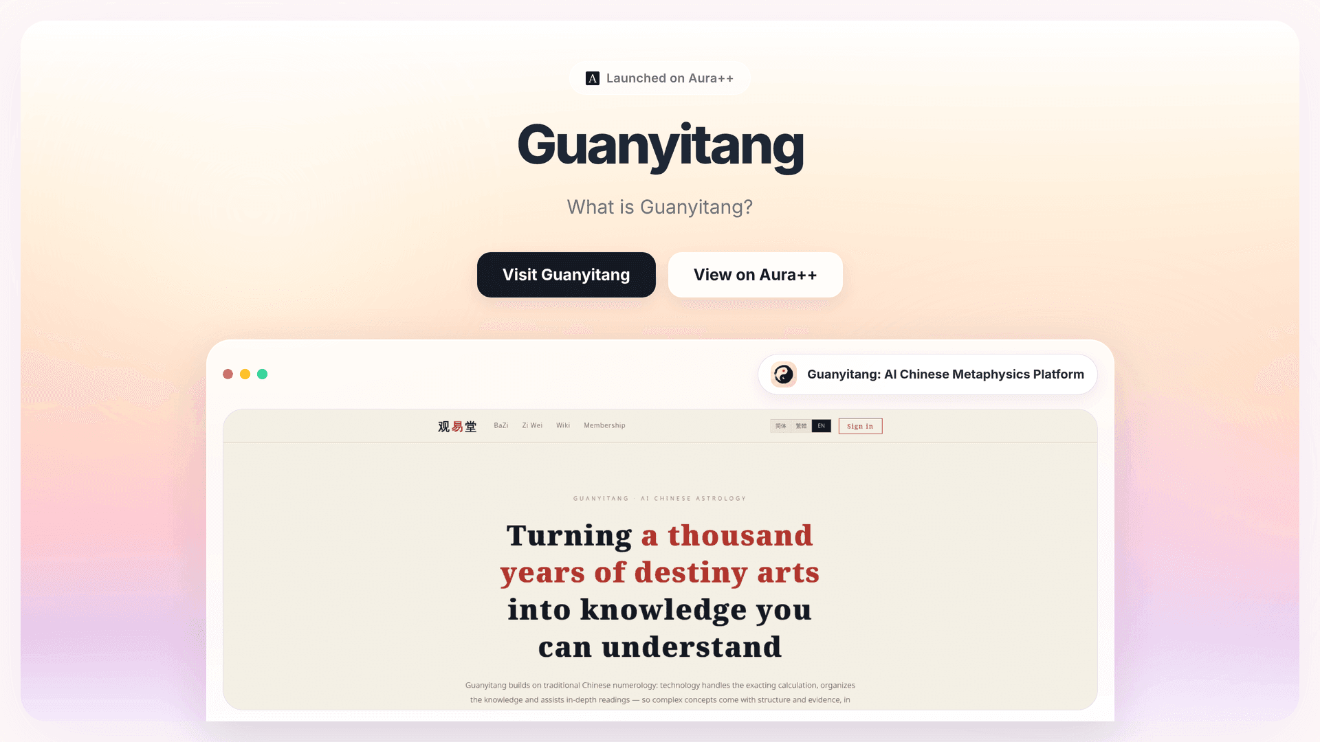 Guanyitang: AI Chinese Metaphysics Platform