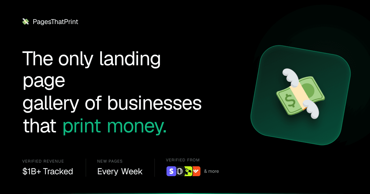 Revenue-Verified SaaS Landing Pages Gallery product preview for startup listing on Aura++