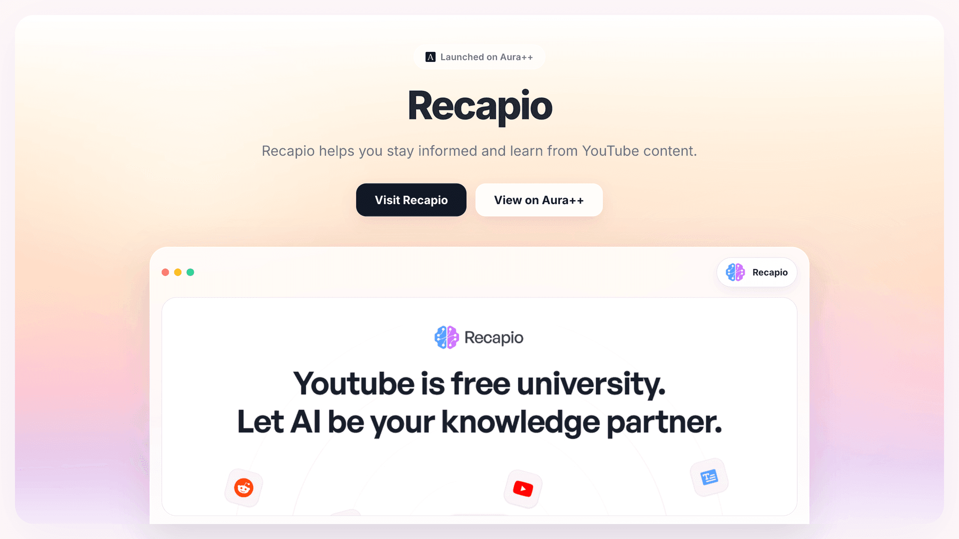 Recapio launch story featured image on Aura++