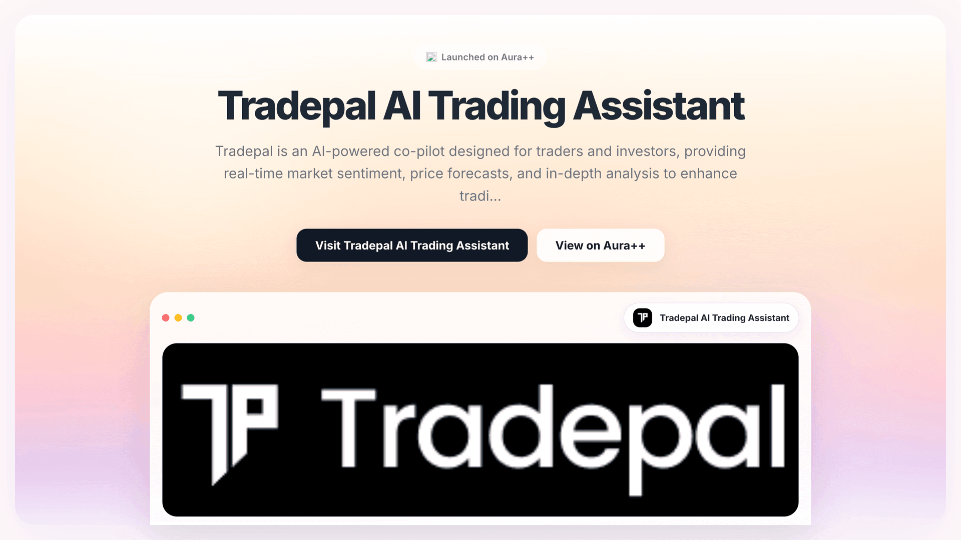 Tradepal AI Trading Assistant launch story featured image on Aura++
