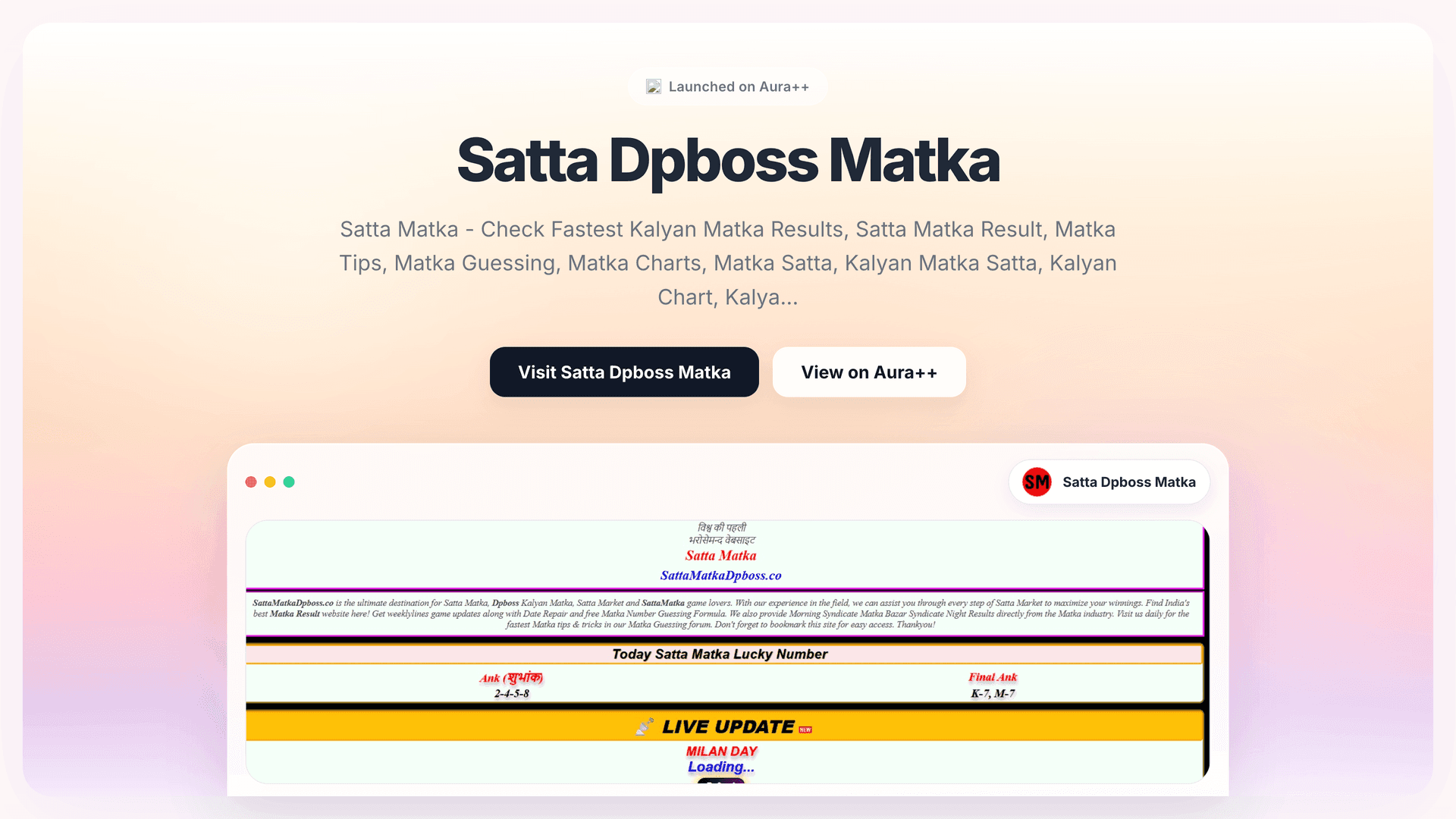 Satta Dpboss Matka launch story featured image on Aura++