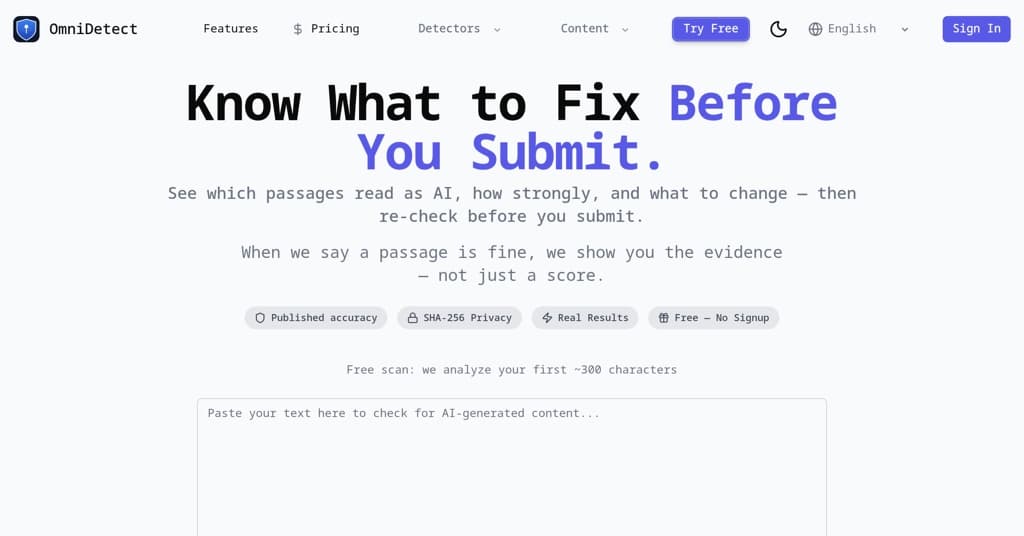 OmniDetect product preview for startup listing on Aura++