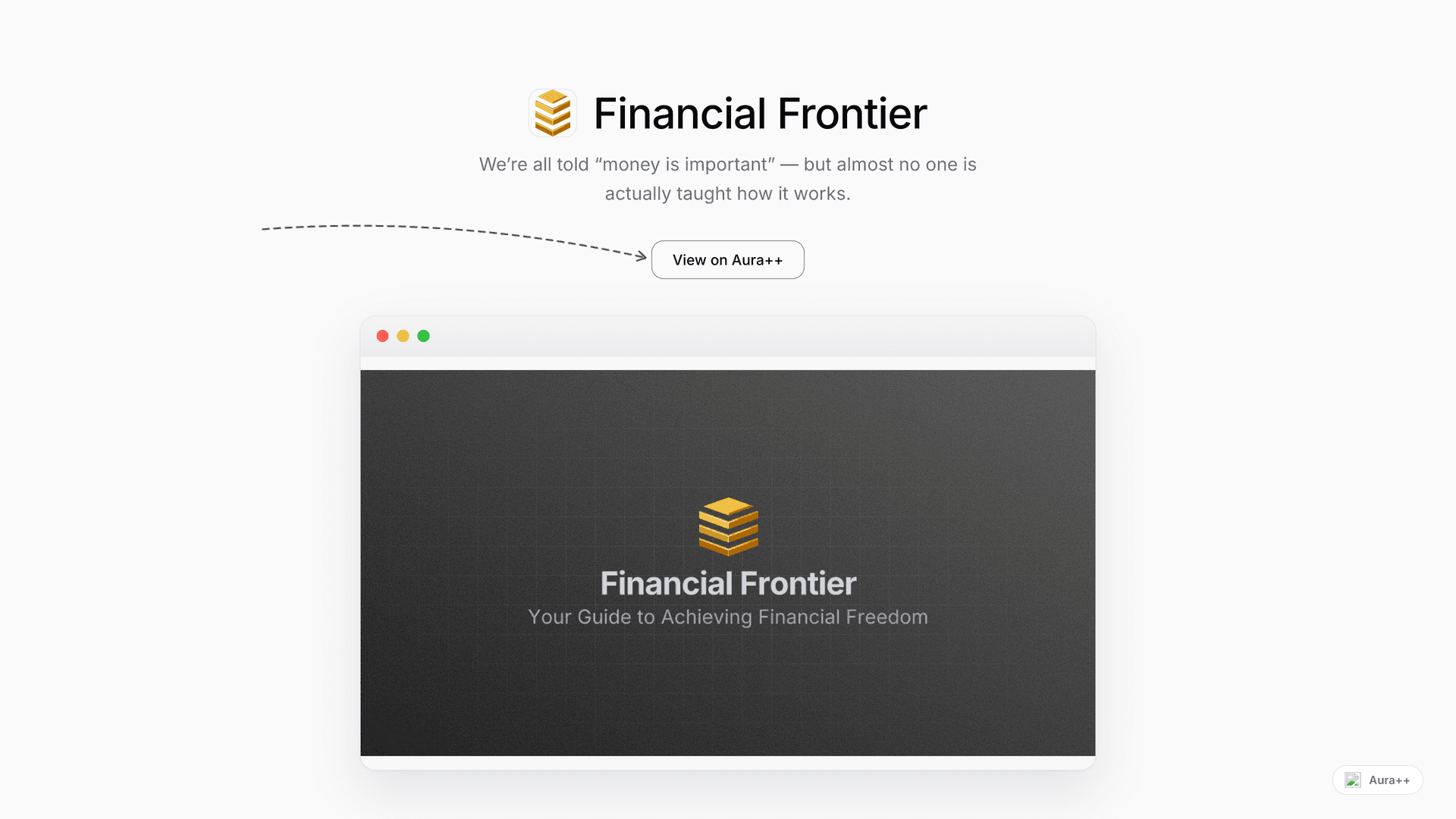 Financial Frontier launch story featured image on Aura++
