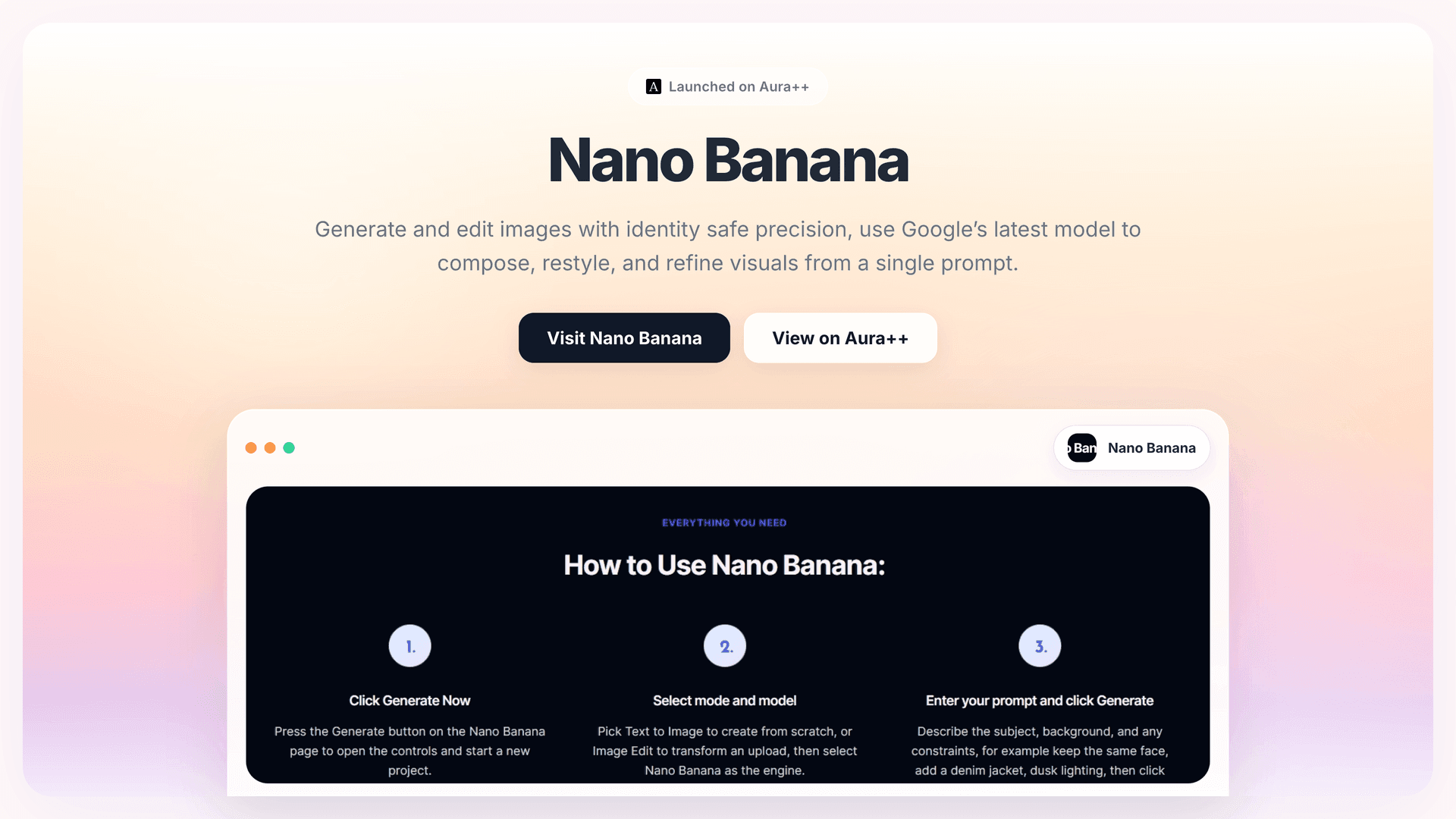 Nano Banana launch story featured image on Aura++