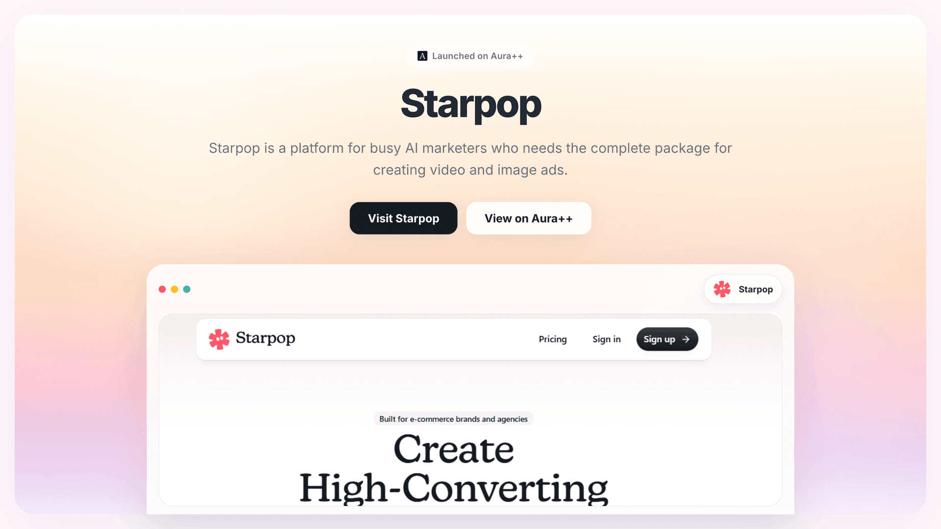 Starpop launch featured image on Aura++