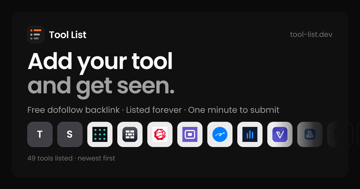 Tool List Directory product preview for startup listing on Aura++