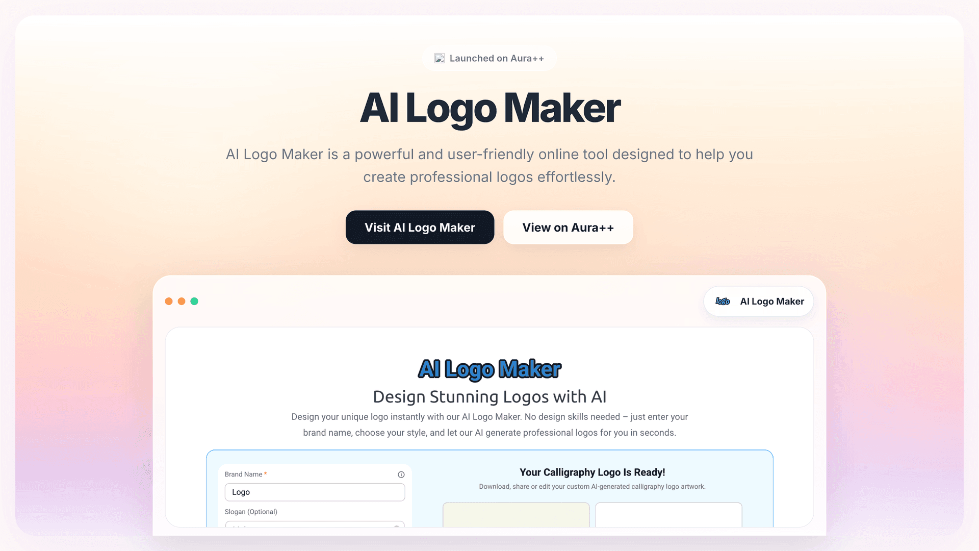 AI Logo Maker launch story featured image on Aura++