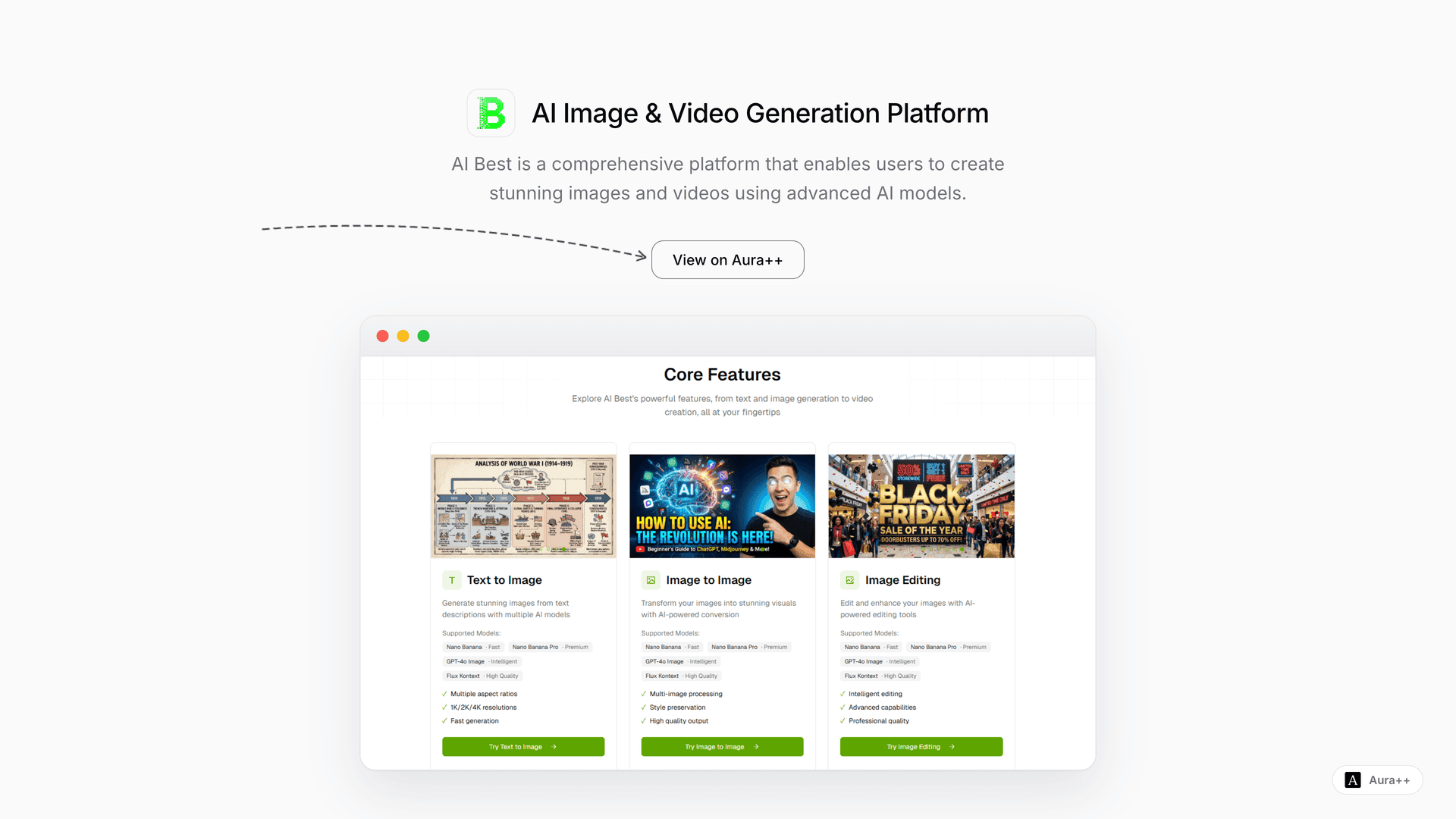 AI Image & Video Generation Platform launch story featured image on Aura++