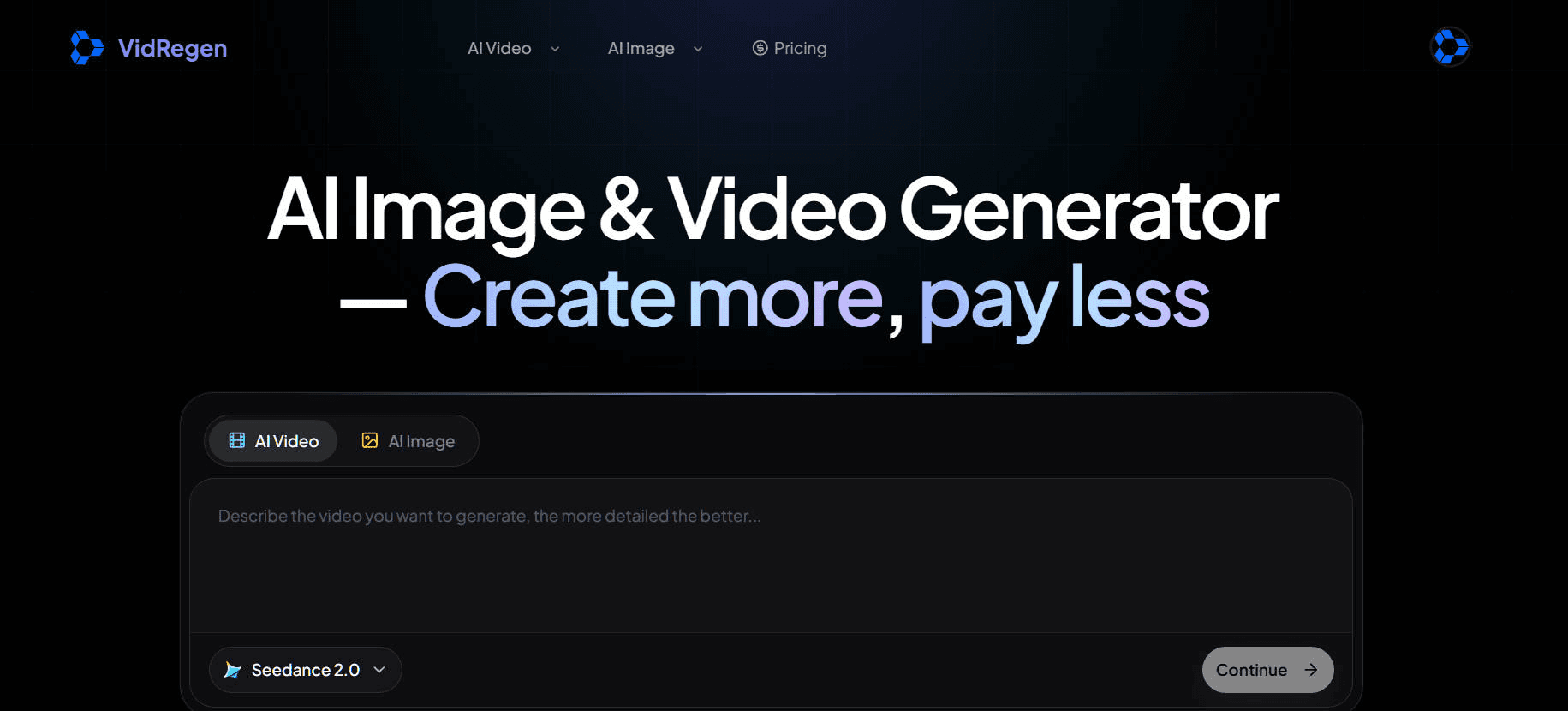 Vidregen product preview for startup listing on Aura++