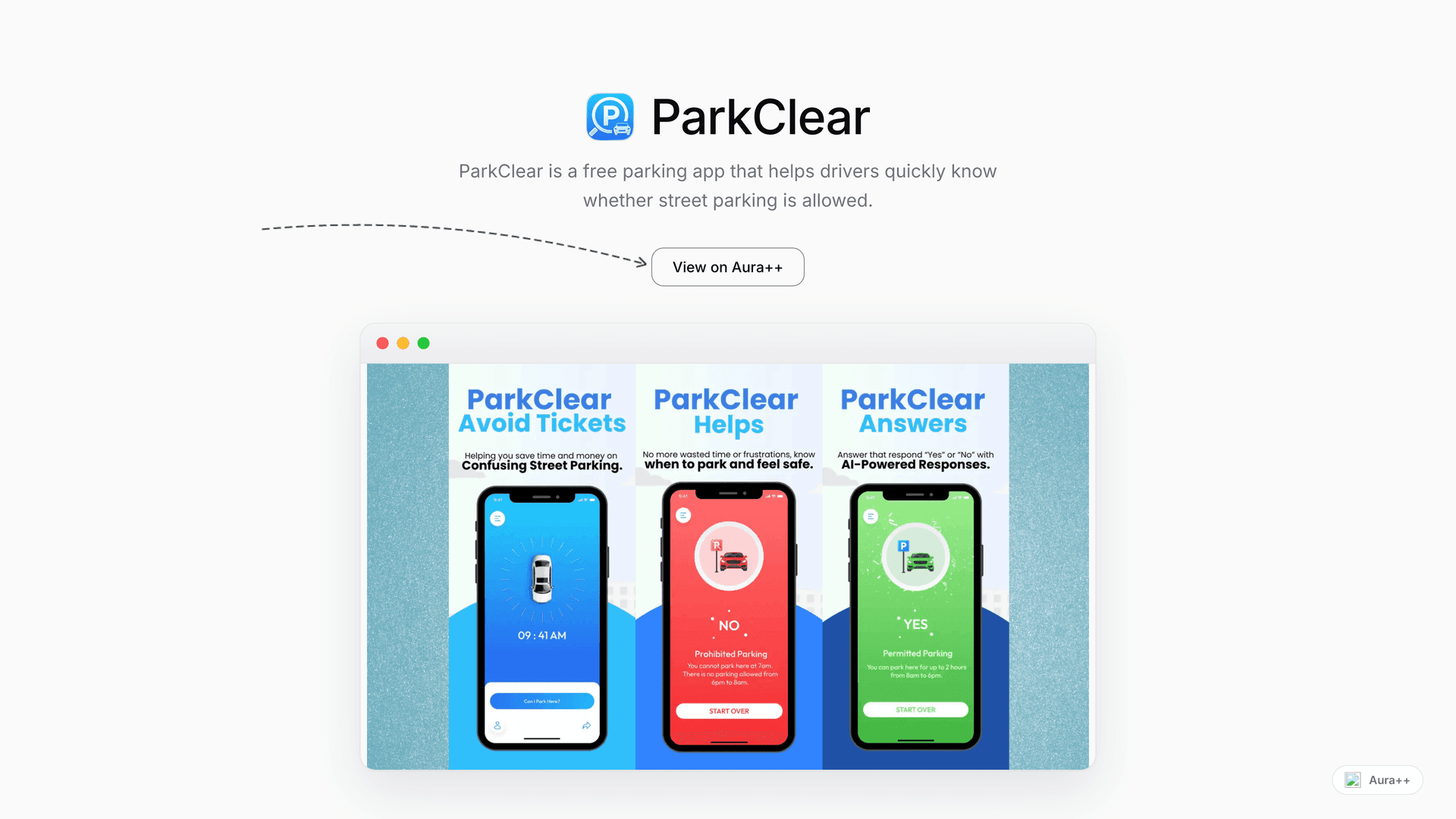 ParkClear launch story featured image on Aura++