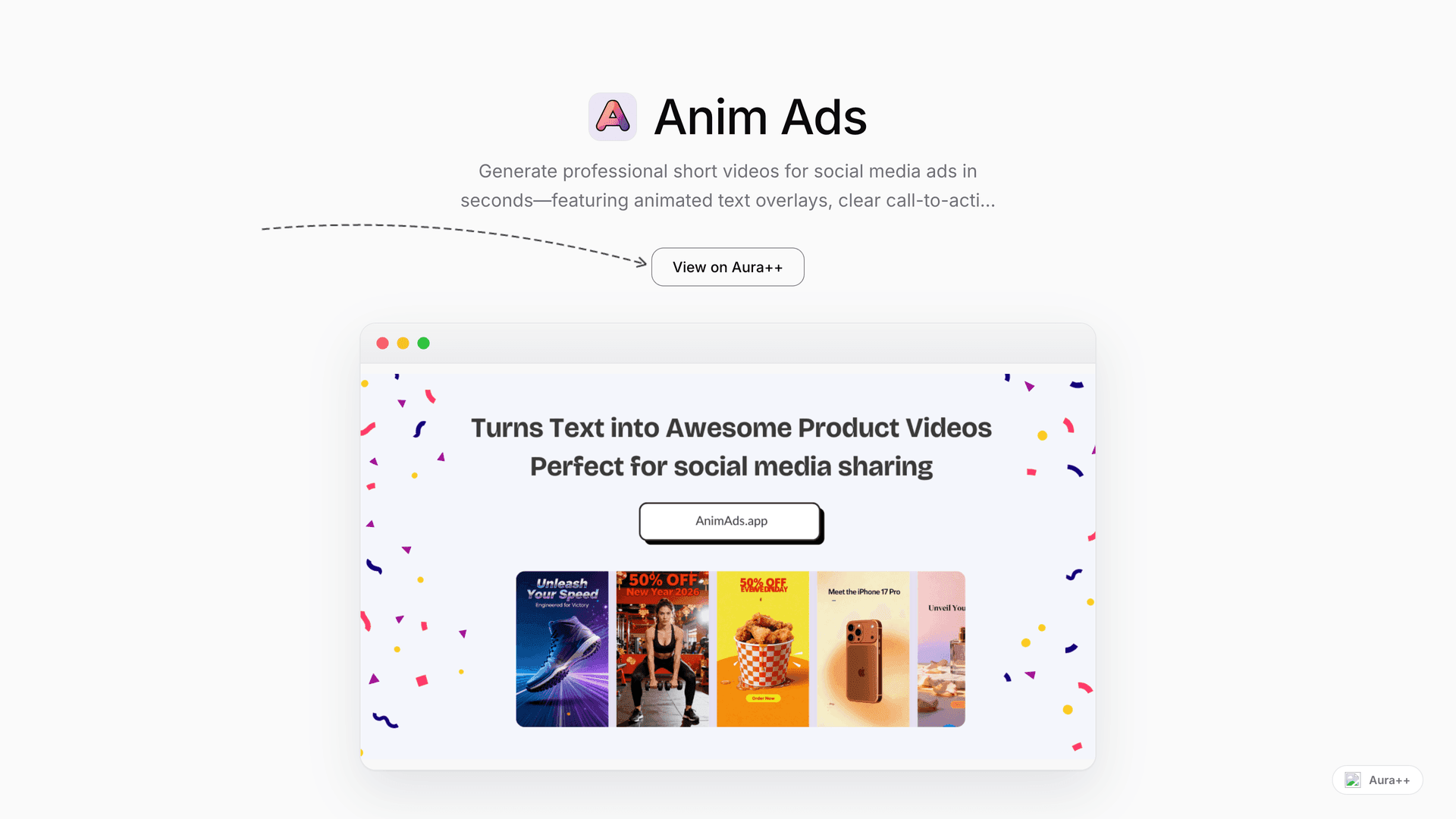 Anim Ads launch story featured image on Aura++